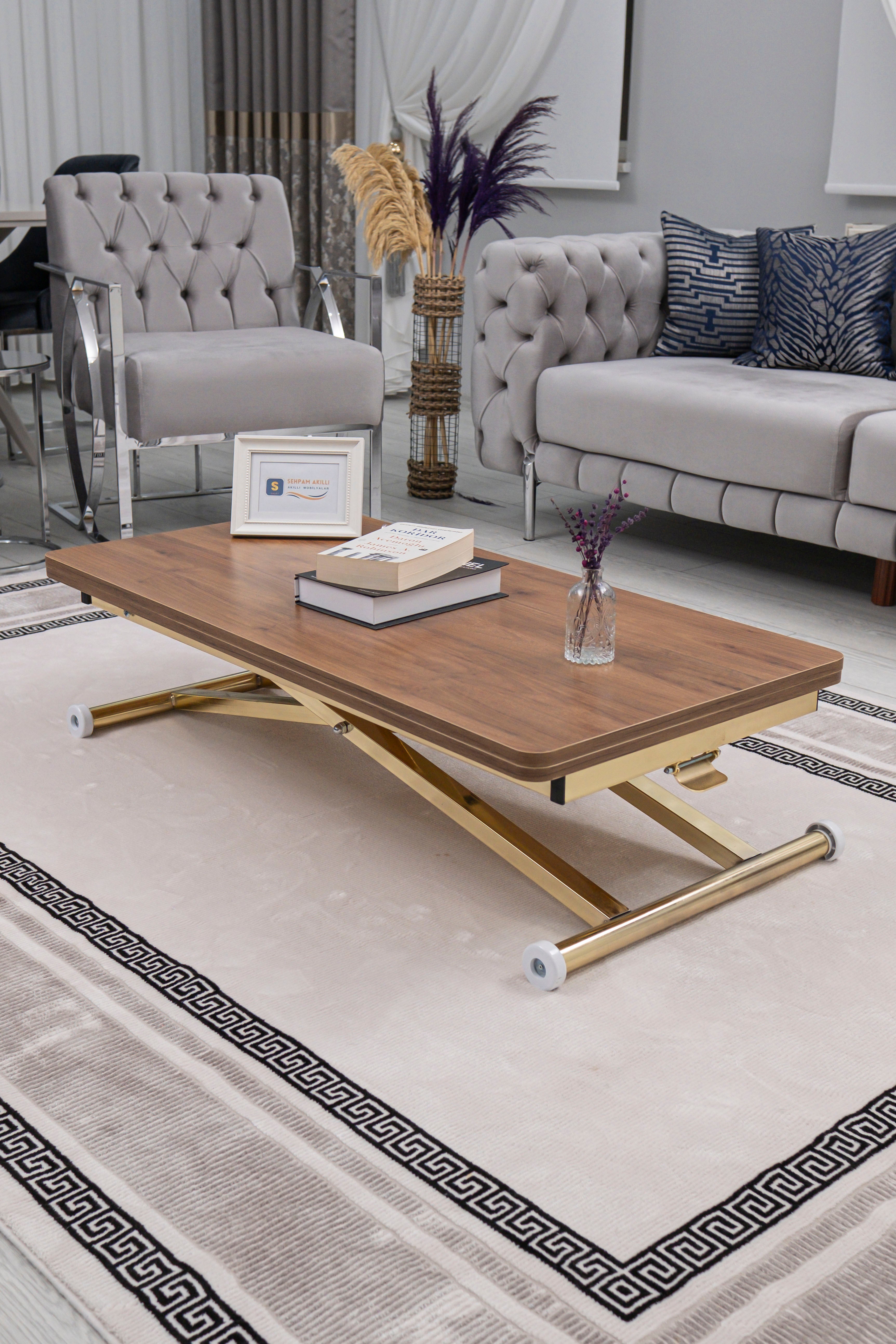 Home Series – MDF Top with Oval Corners and Gold Base
