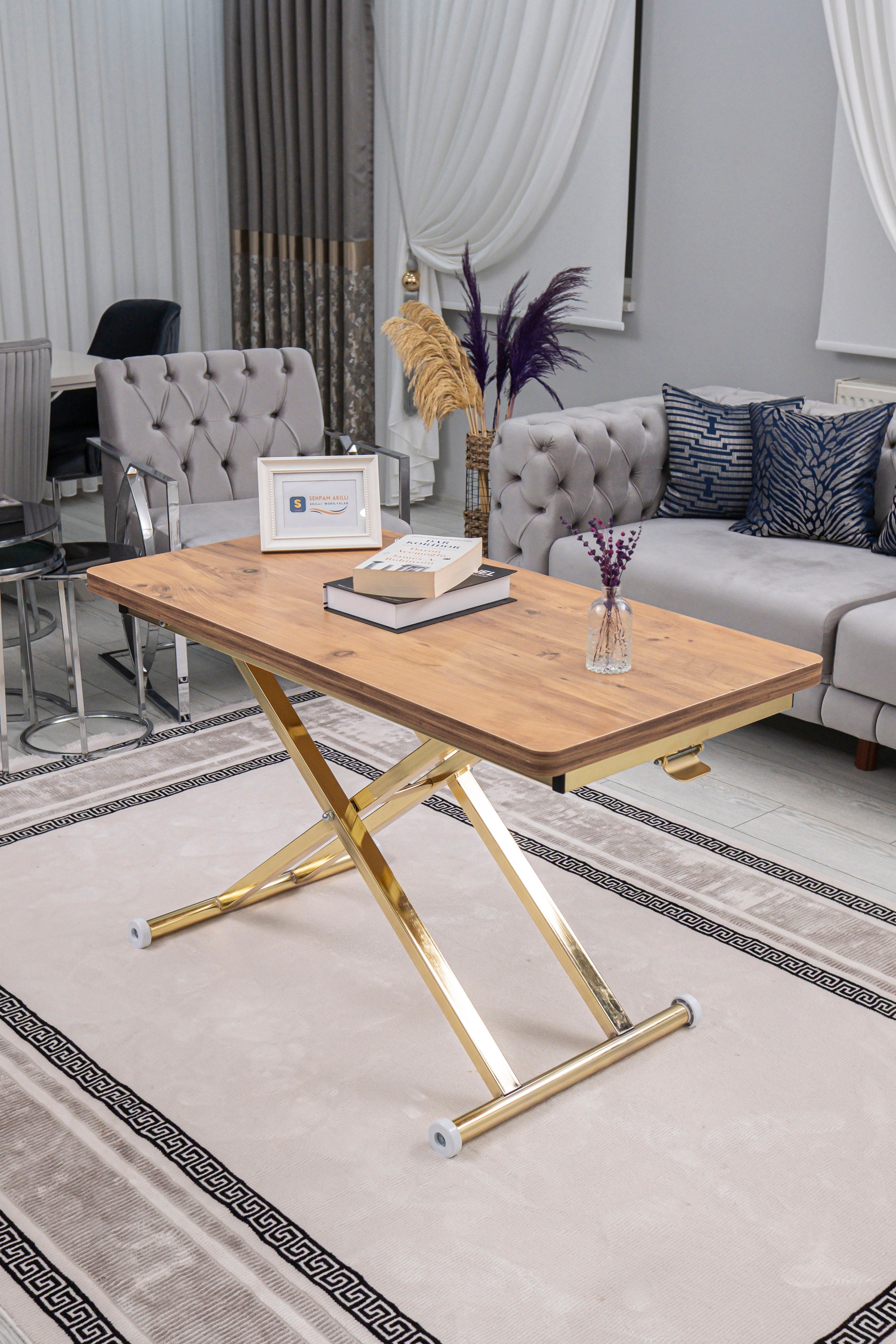 Home Series – MDF Top with Oval Corners and Gold Base