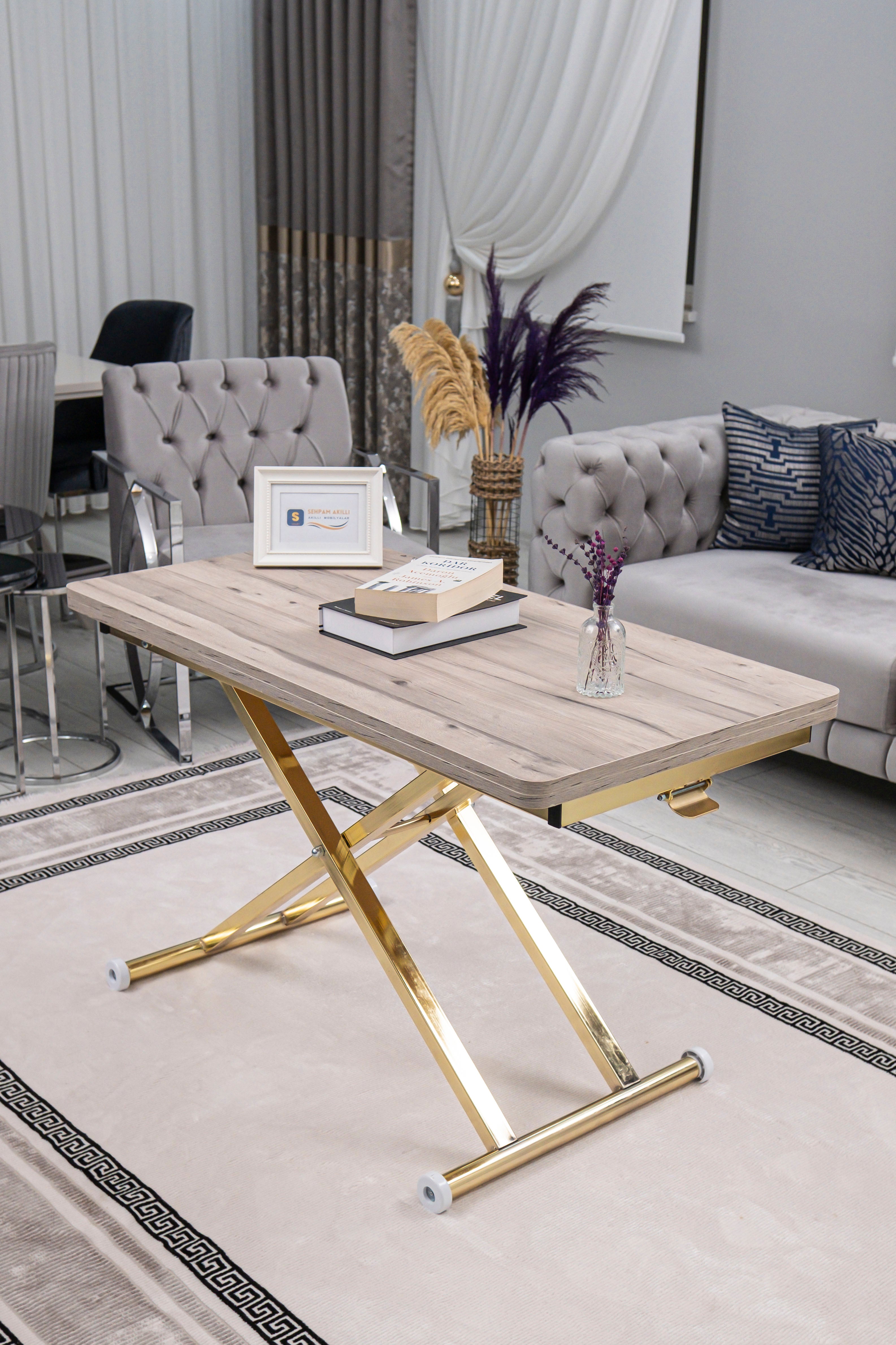 Home Series – MDF Top with Oval Corners and Gold Base