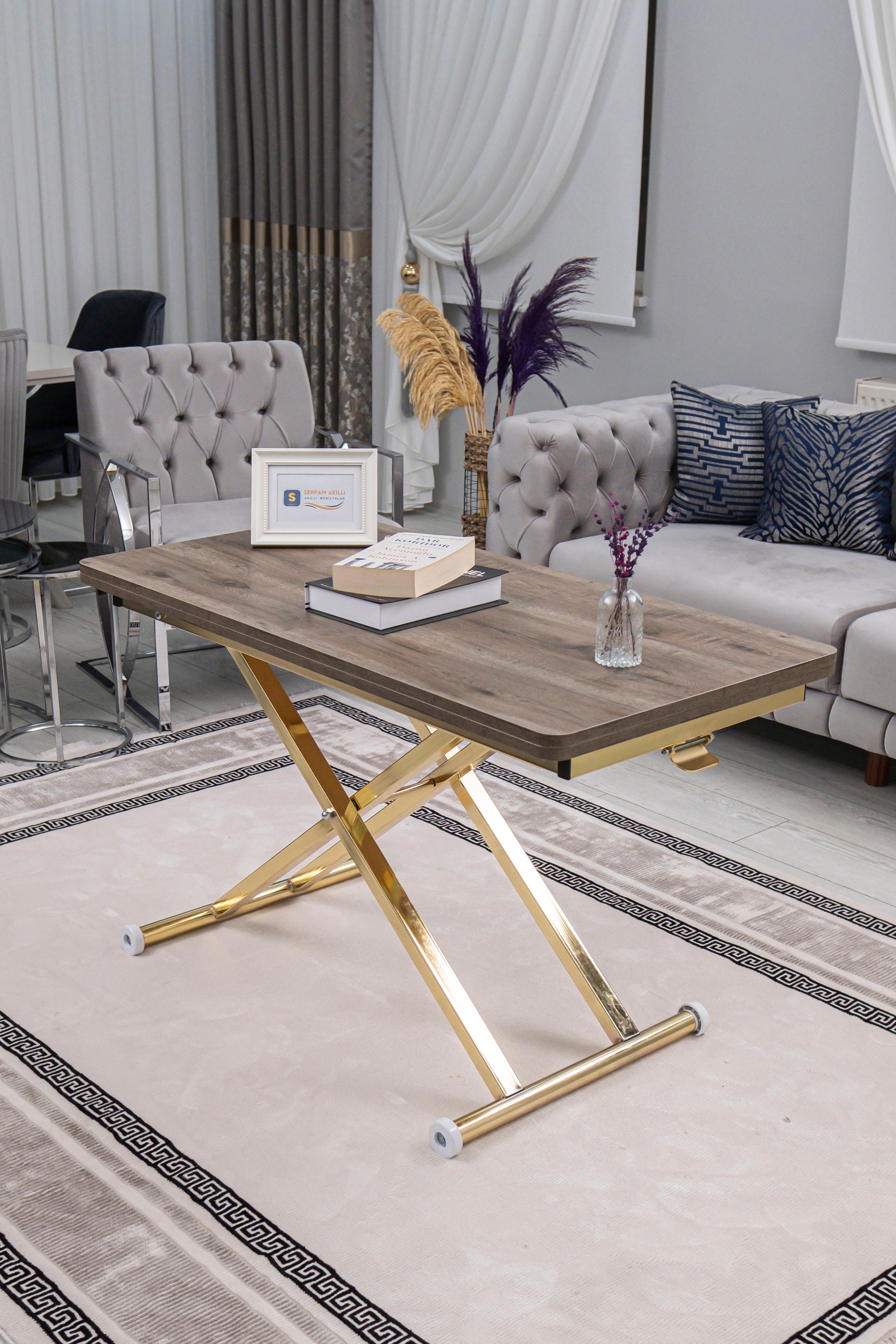 Home Series – MDF Top with Oval Corners and Gold Base