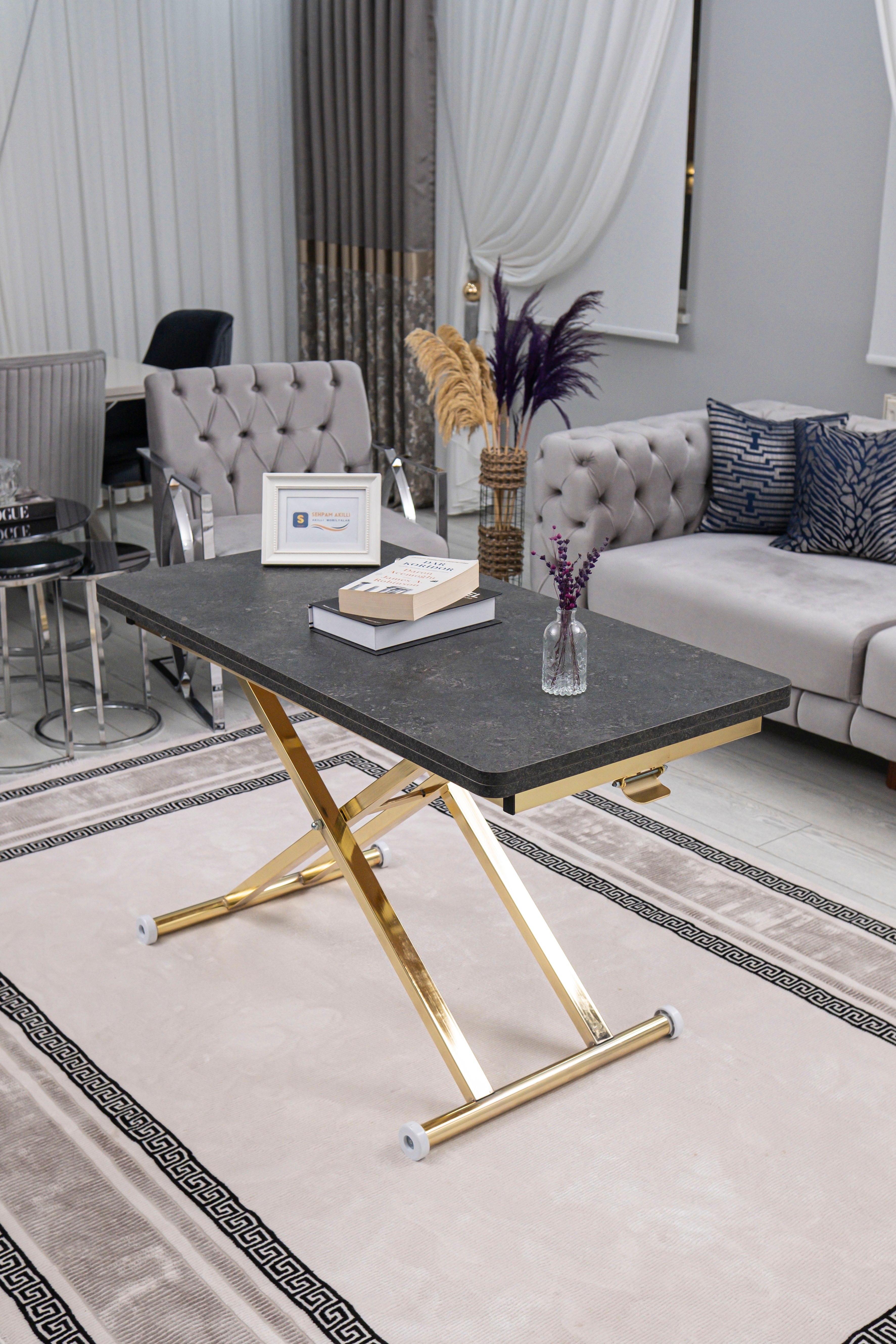 Home Series – MDF Top with Oval Corners and Gold Base