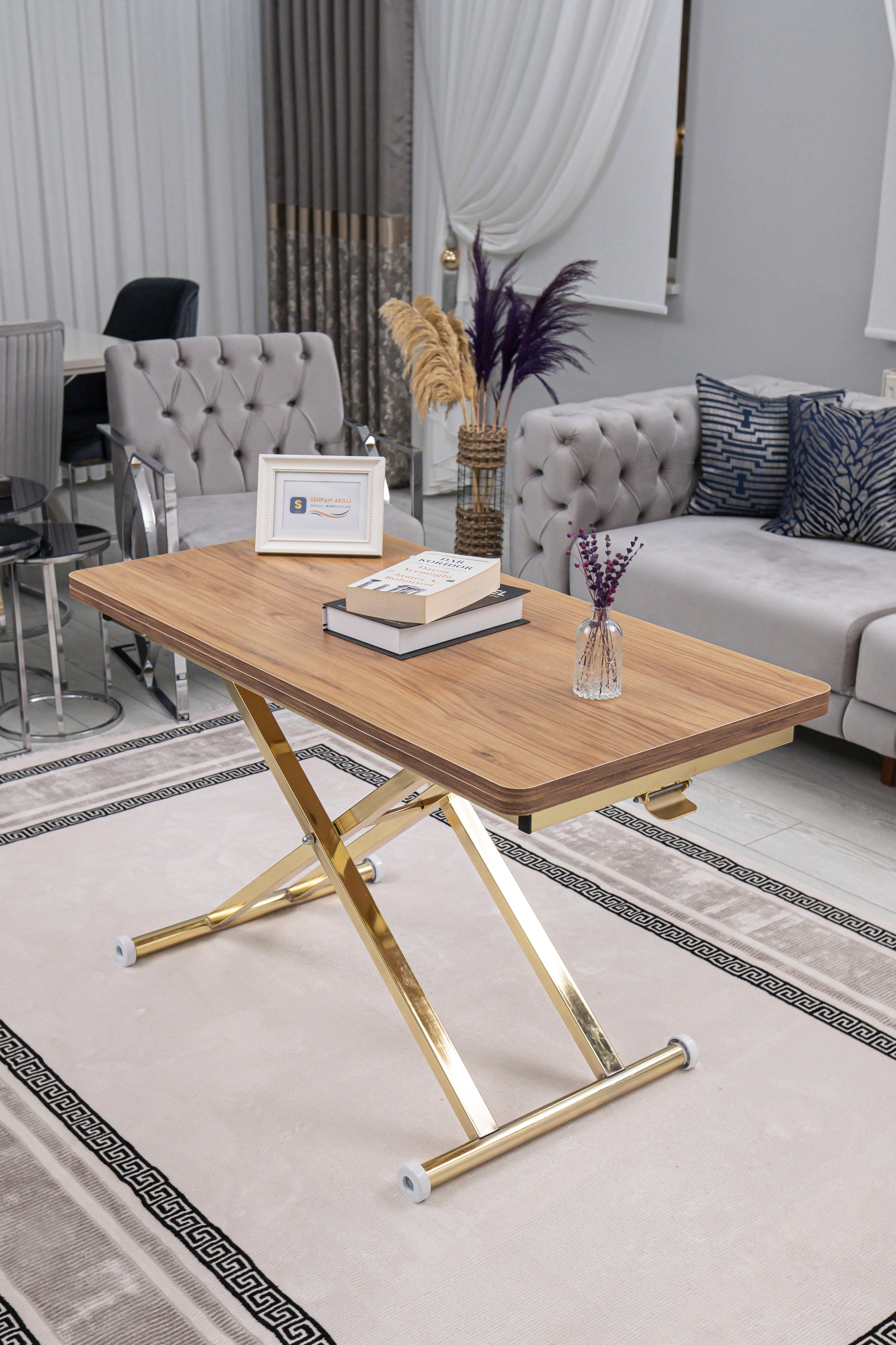 Home Series – MDF Top with Oval Corners and Gold Base