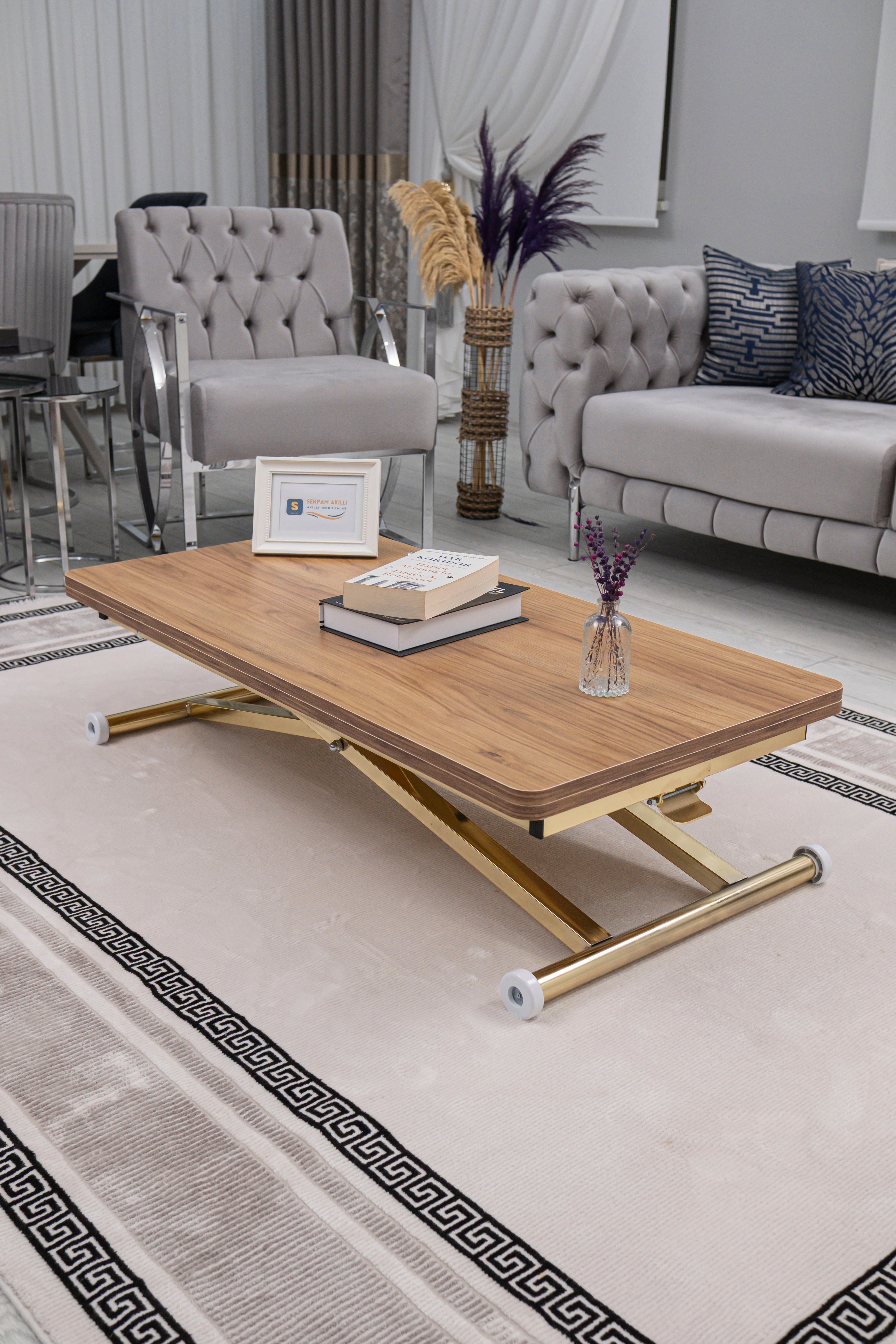 Home Series – MDF Top with Oval Corners and Gold Base