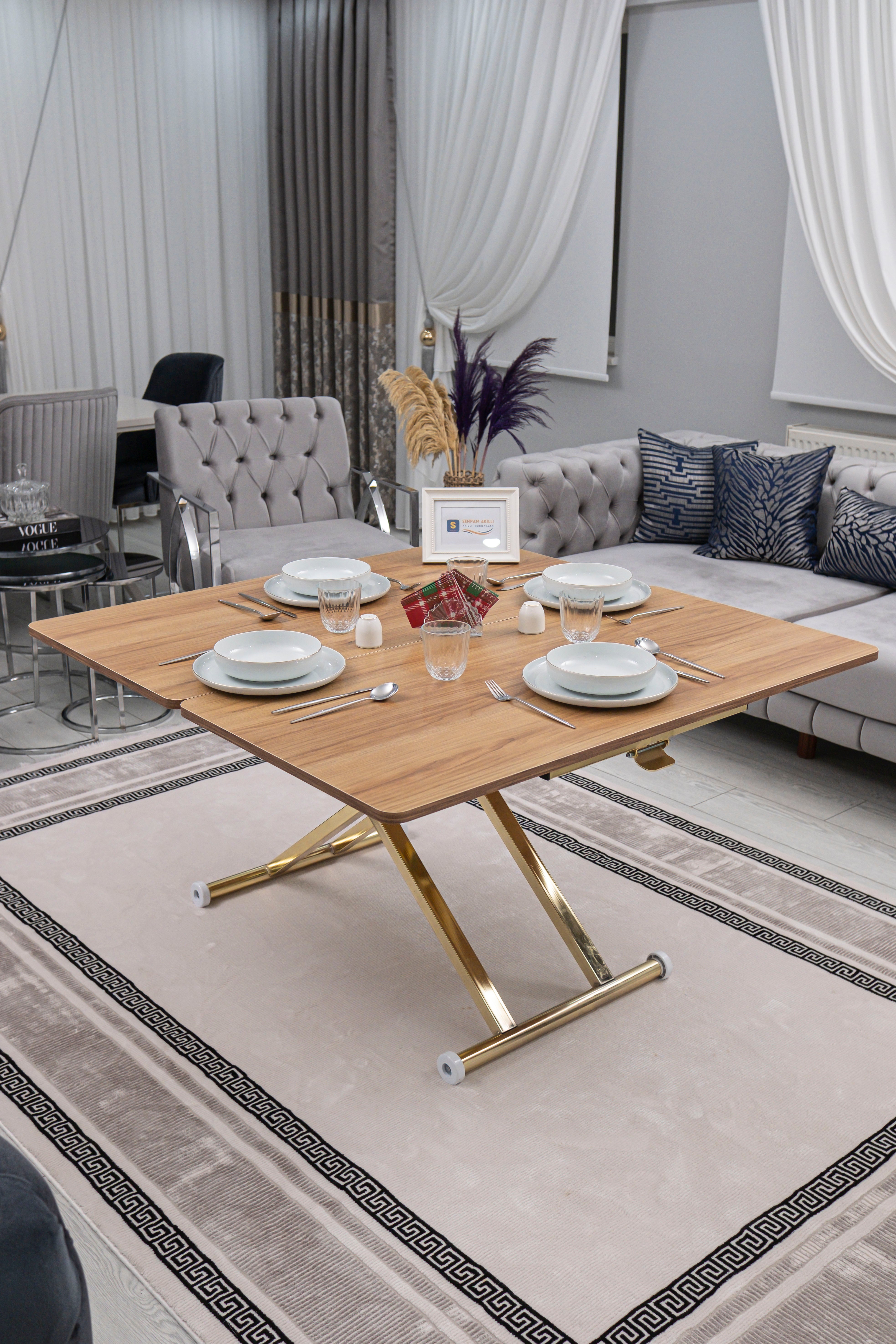 Home Series – MDF Top with Oval Corners and Gold Base