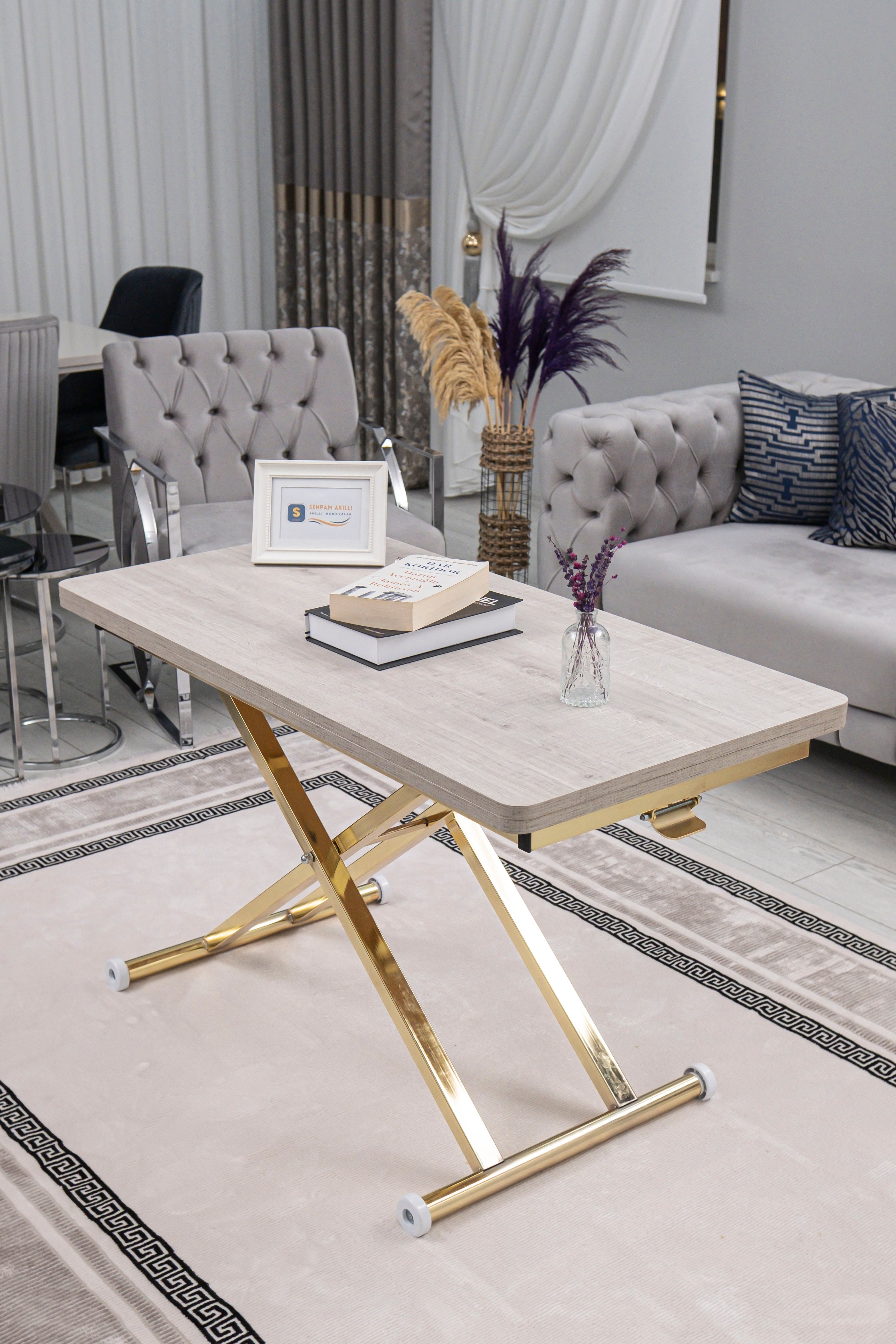 Home Series – MDF Top with Oval Corners and Gold Base