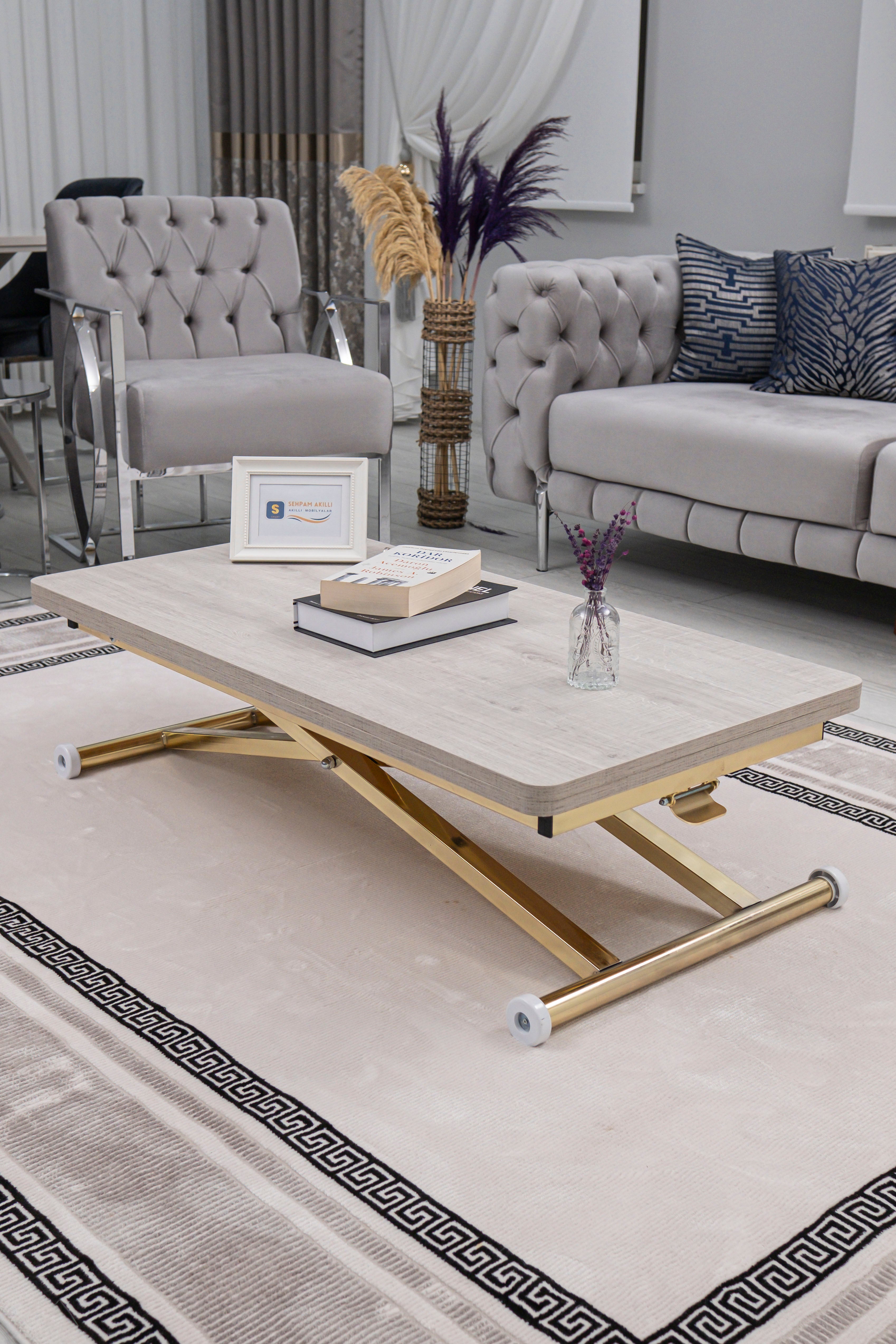 Home Series – MDF Top with Oval Corners and Gold Base