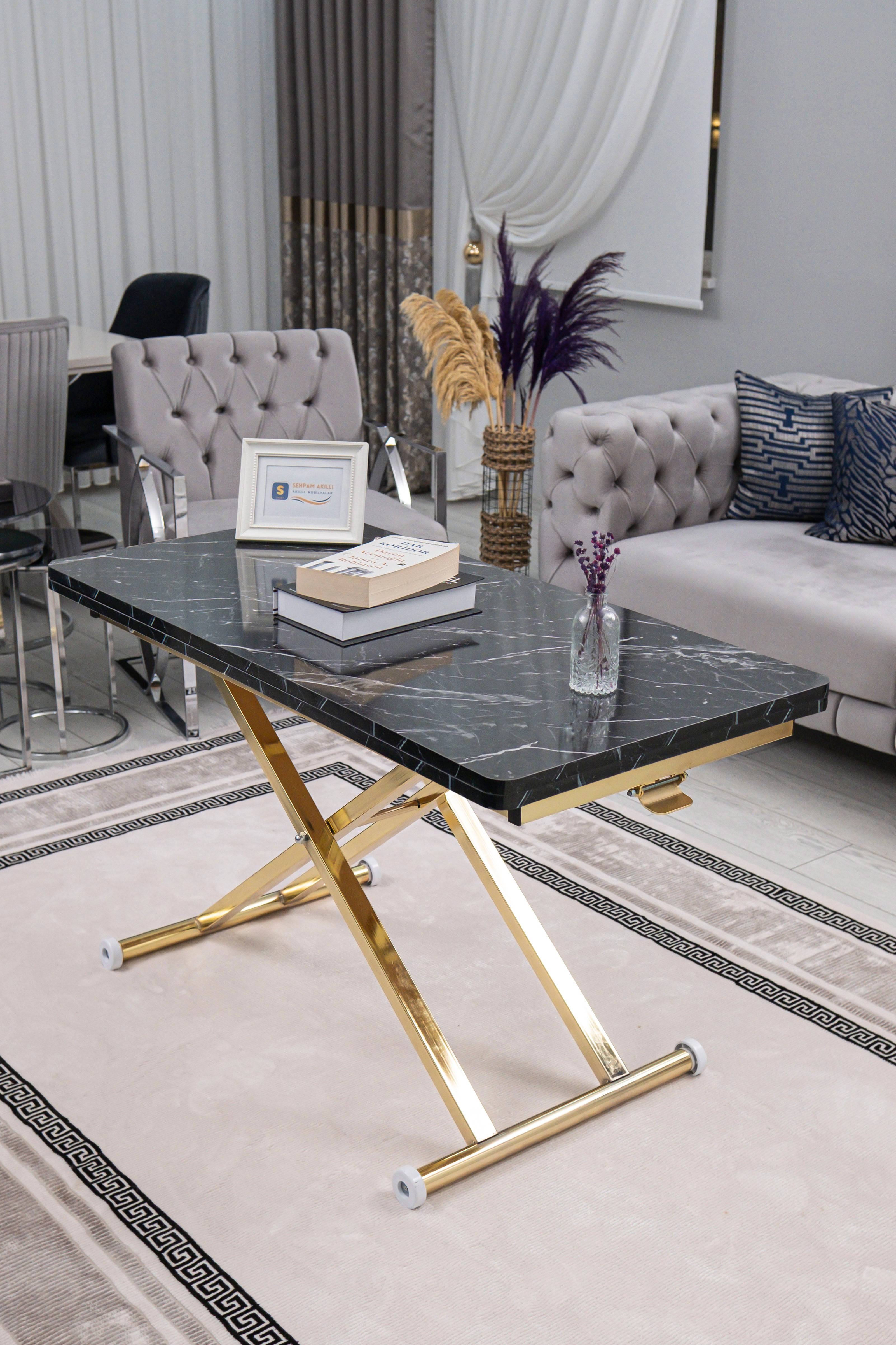 Home Series – MDF Top with Oval Corners and Gold Base