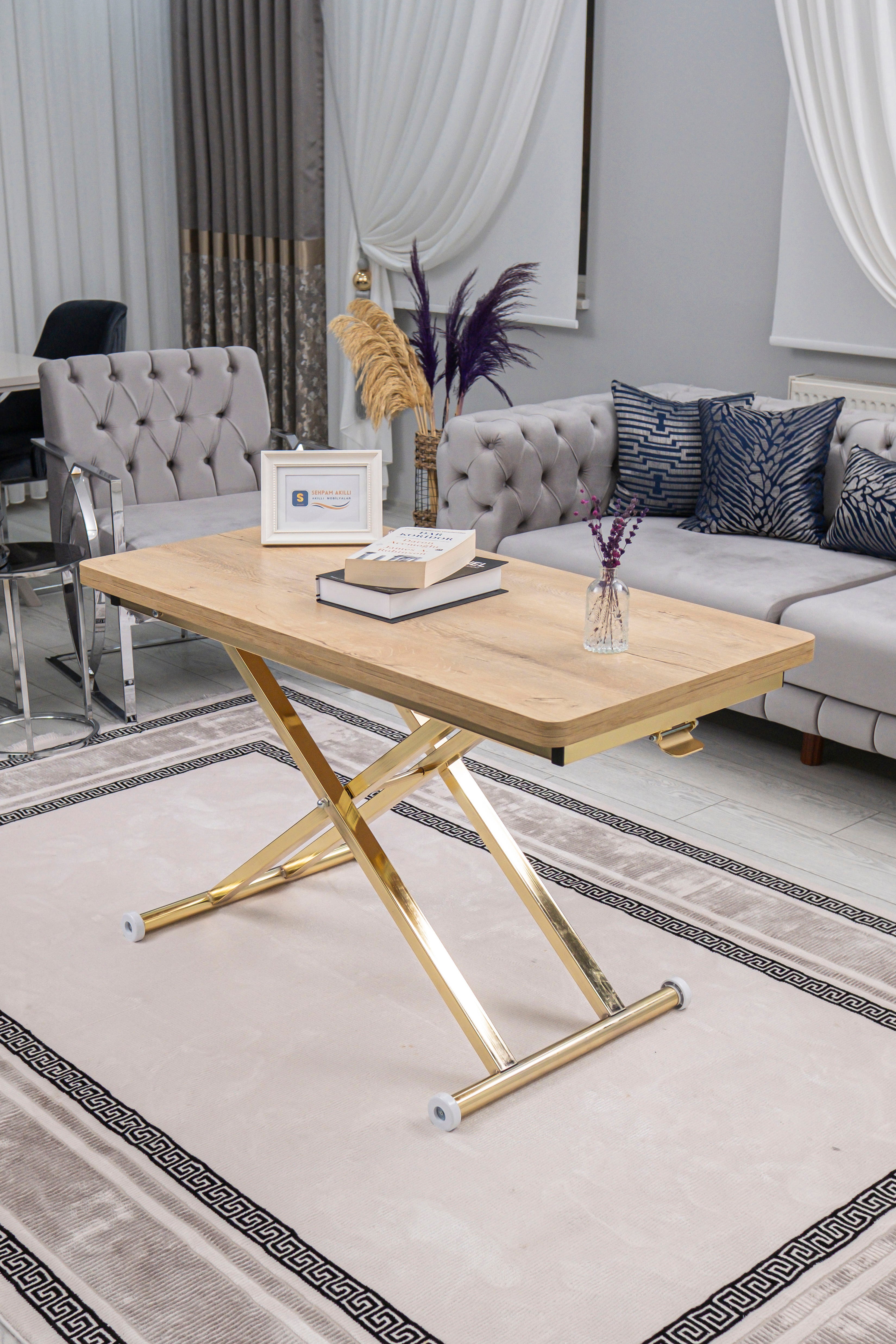 Home Series – MDF Top with Oval Corners and Gold Base