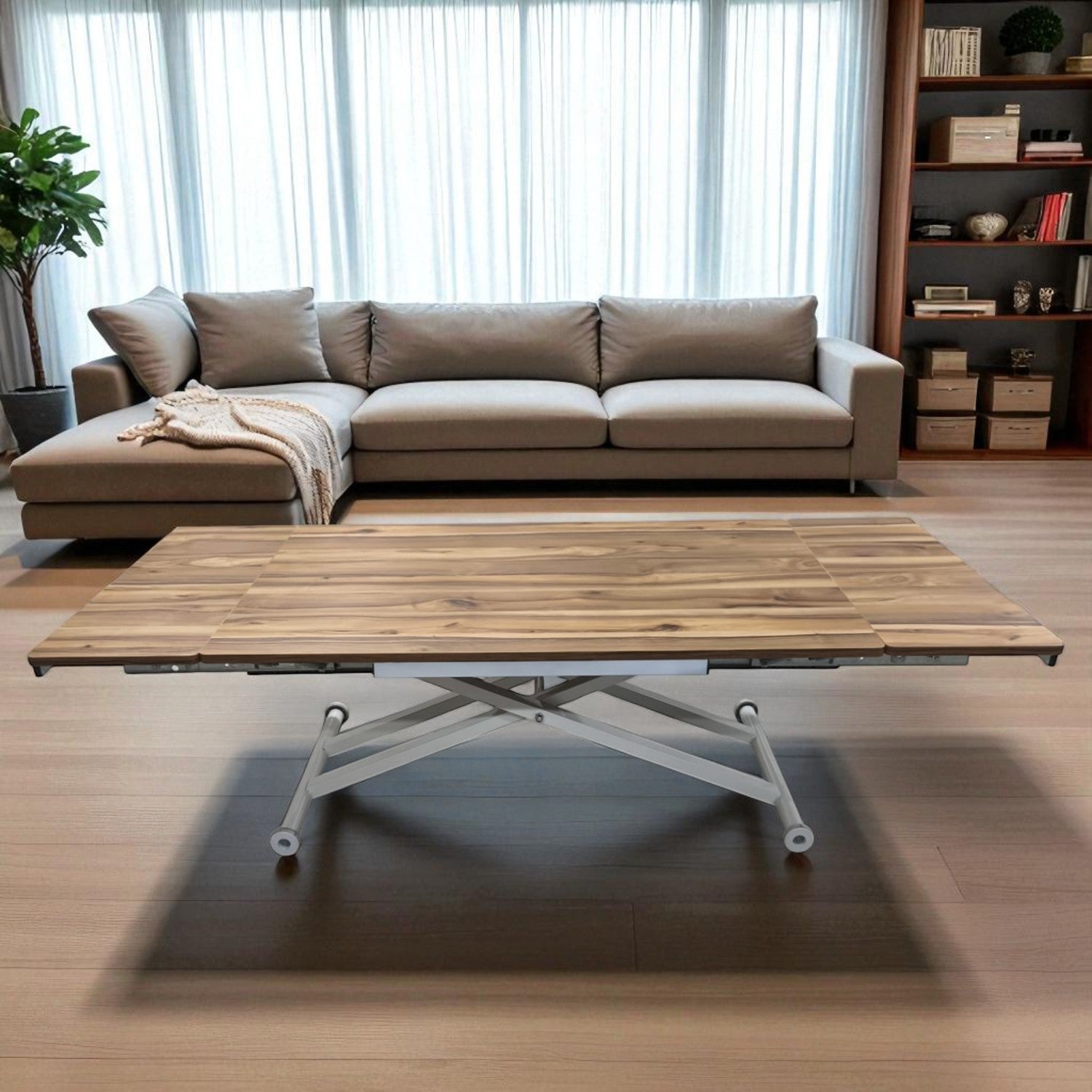 Side Opening Smart Table Series - MDF Top, White Base