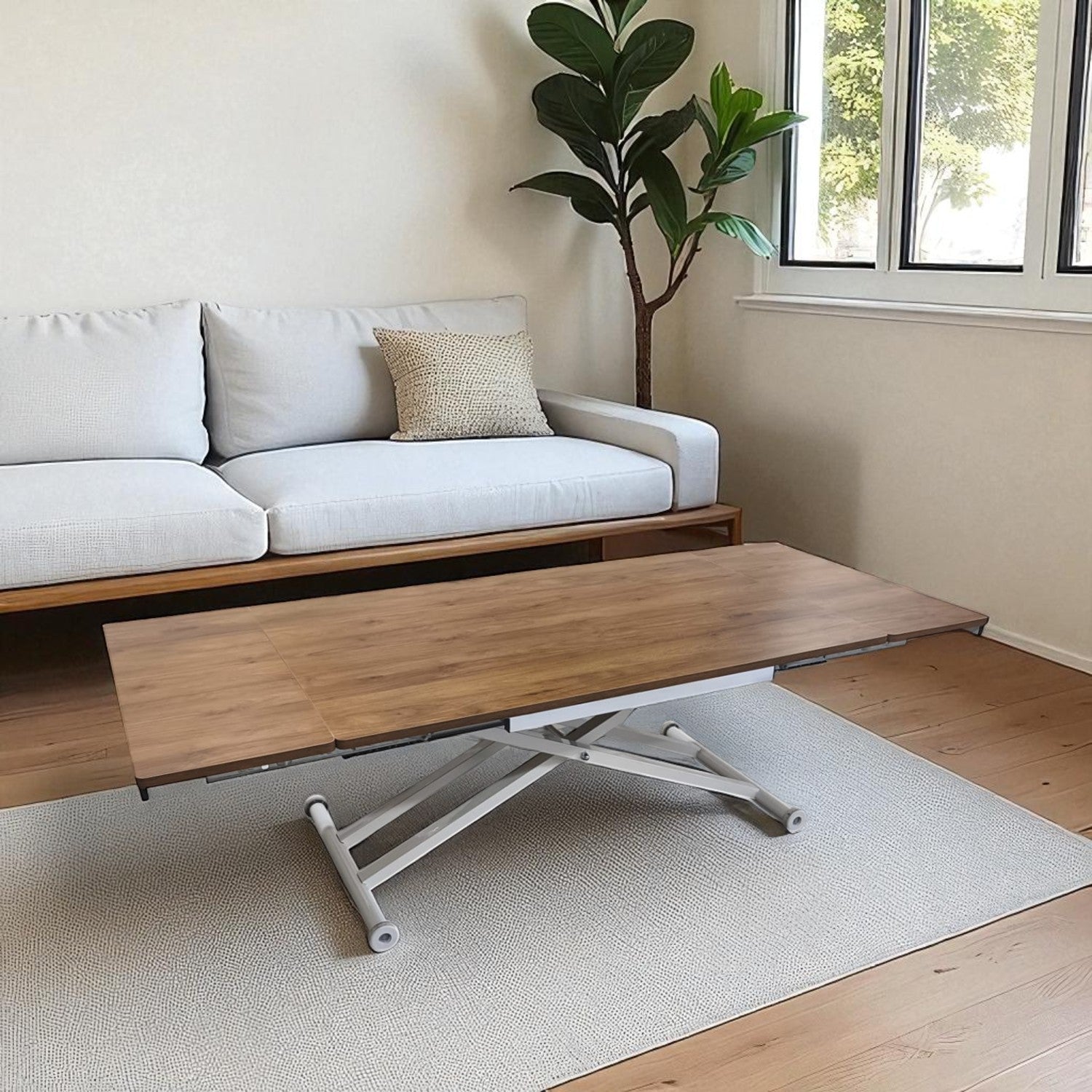 Side Opening Smart Table Series - MDF Top, White Base