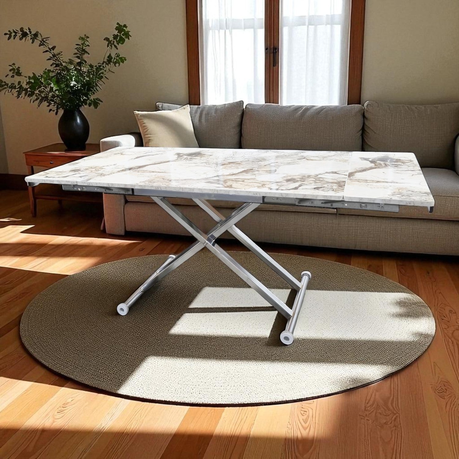 Side Opening Smart Table Series - MDF Top, Chrome Base