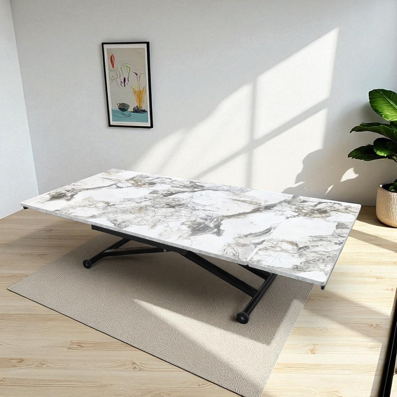 Side Opening Smart Table Series - MDF Top, Black Base