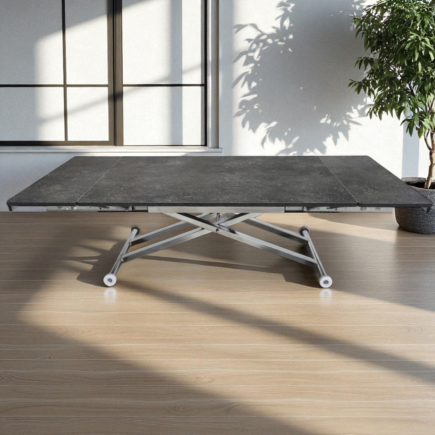 Side Opening Smart Table Series - MDF Top, Chrome Base