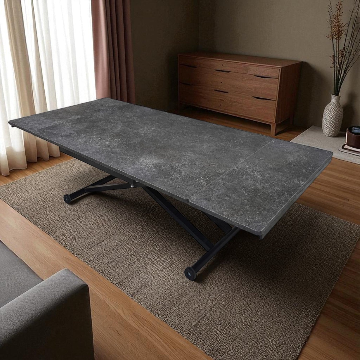 Side Opening Smart Table Series - MDF Top, Black Base