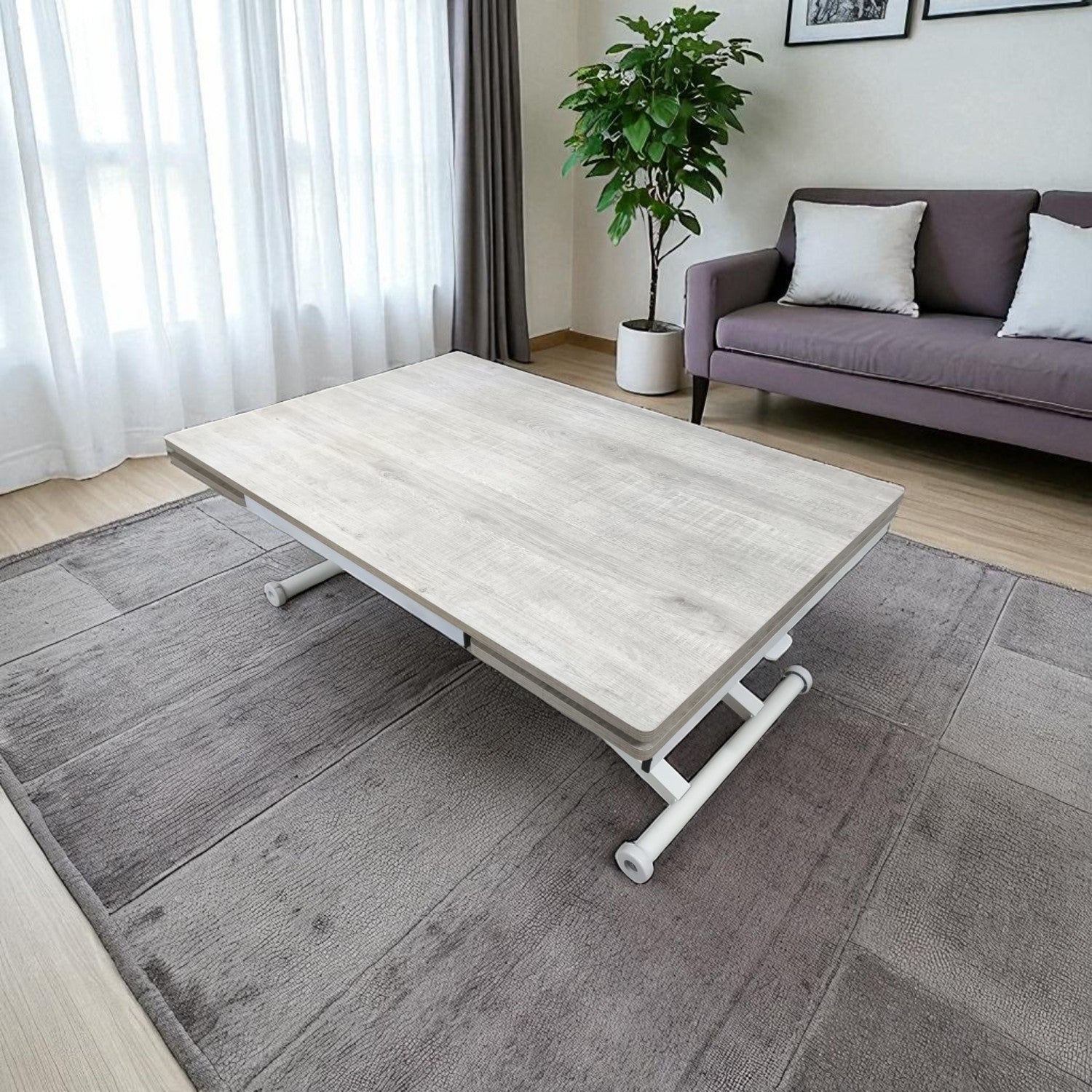 Side Opening Smart Table Series - MDF Top, White Base