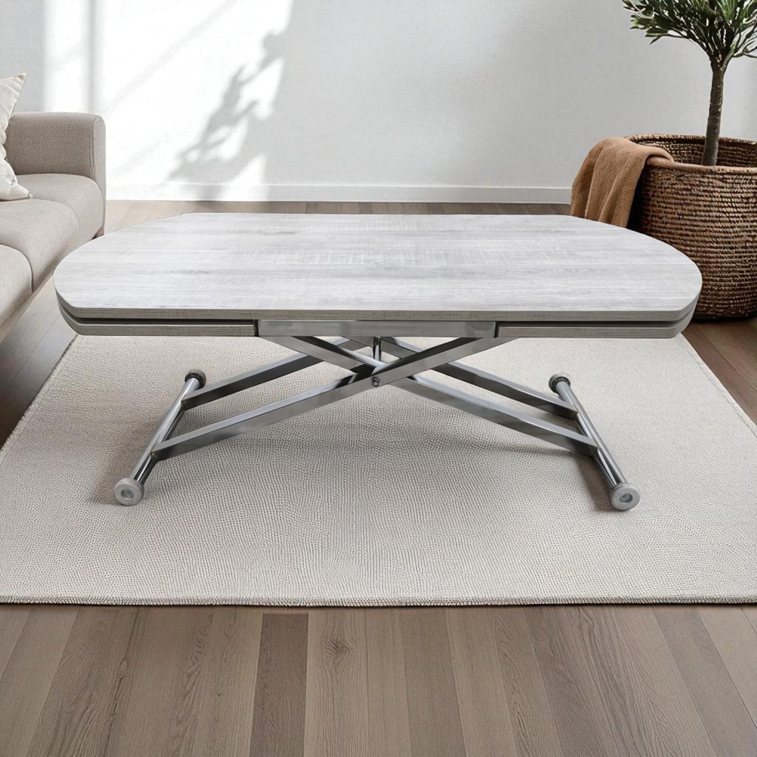 Side Opening Smart Oval Table Series - MDF Top, Chrome Base