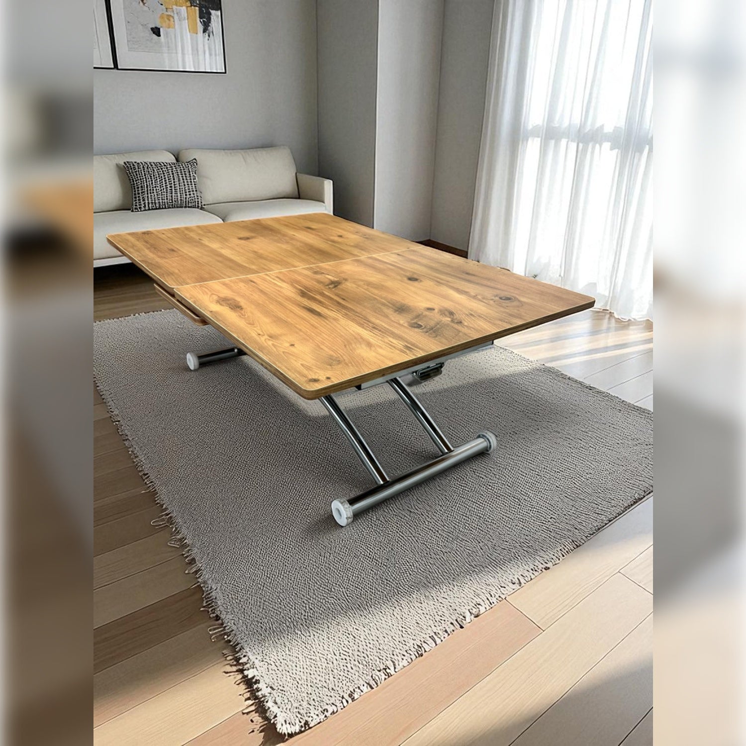 Center Opening Smart Square Table Series - MDF Top, Chrome Base