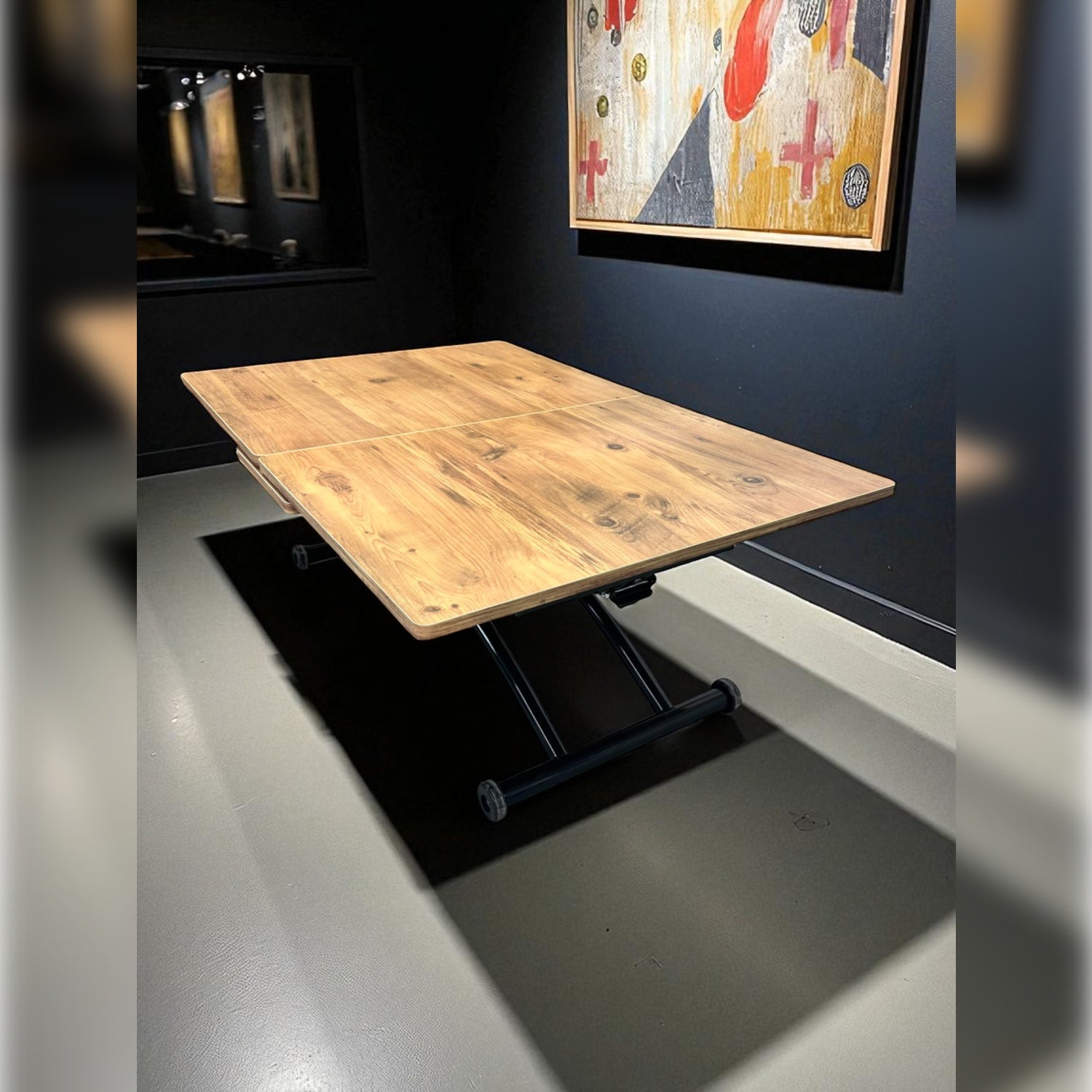 Center Opening Smart Square Table Series - MDF Top, Black Base