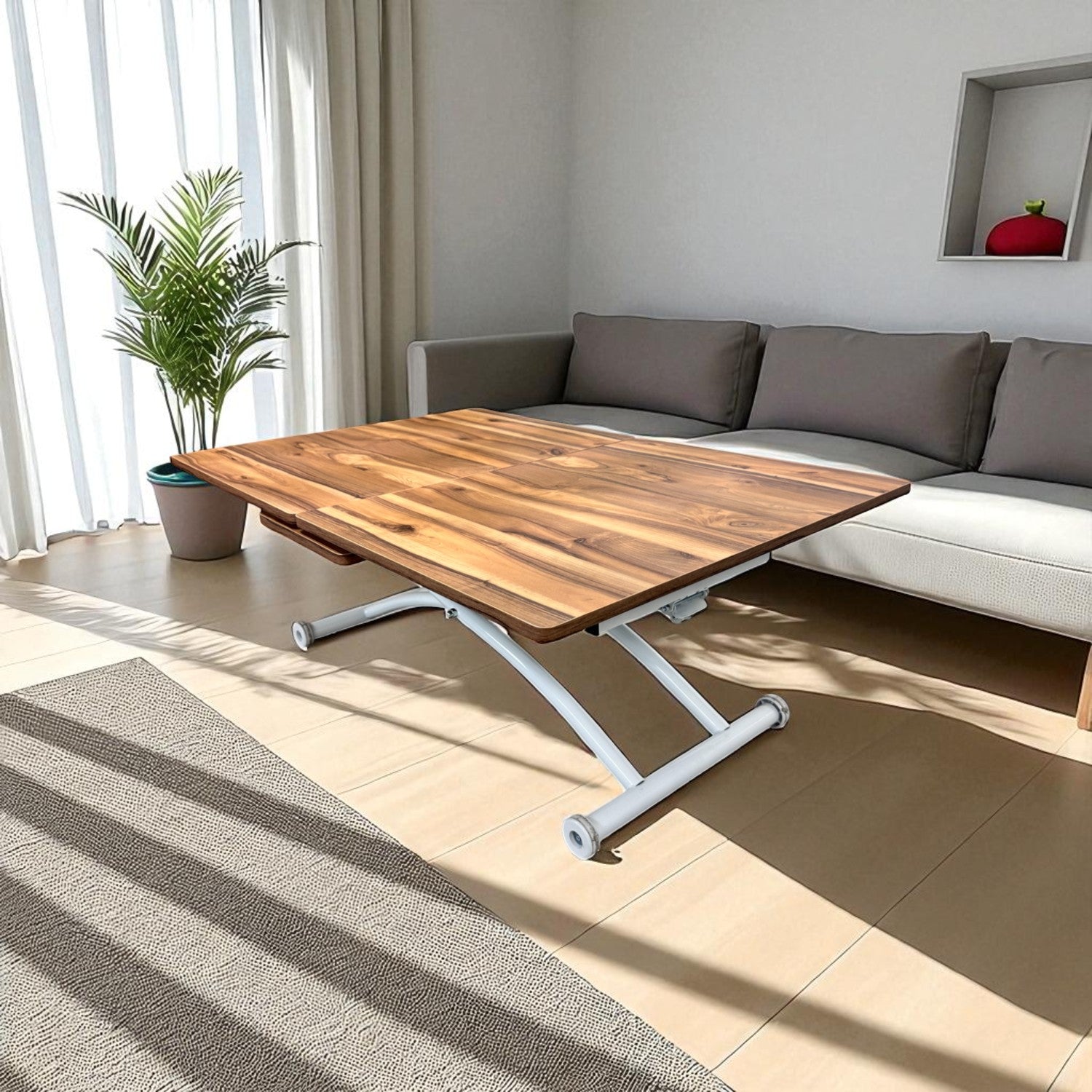 Center Opening Smart Square Table Series - MDF Top, White Base