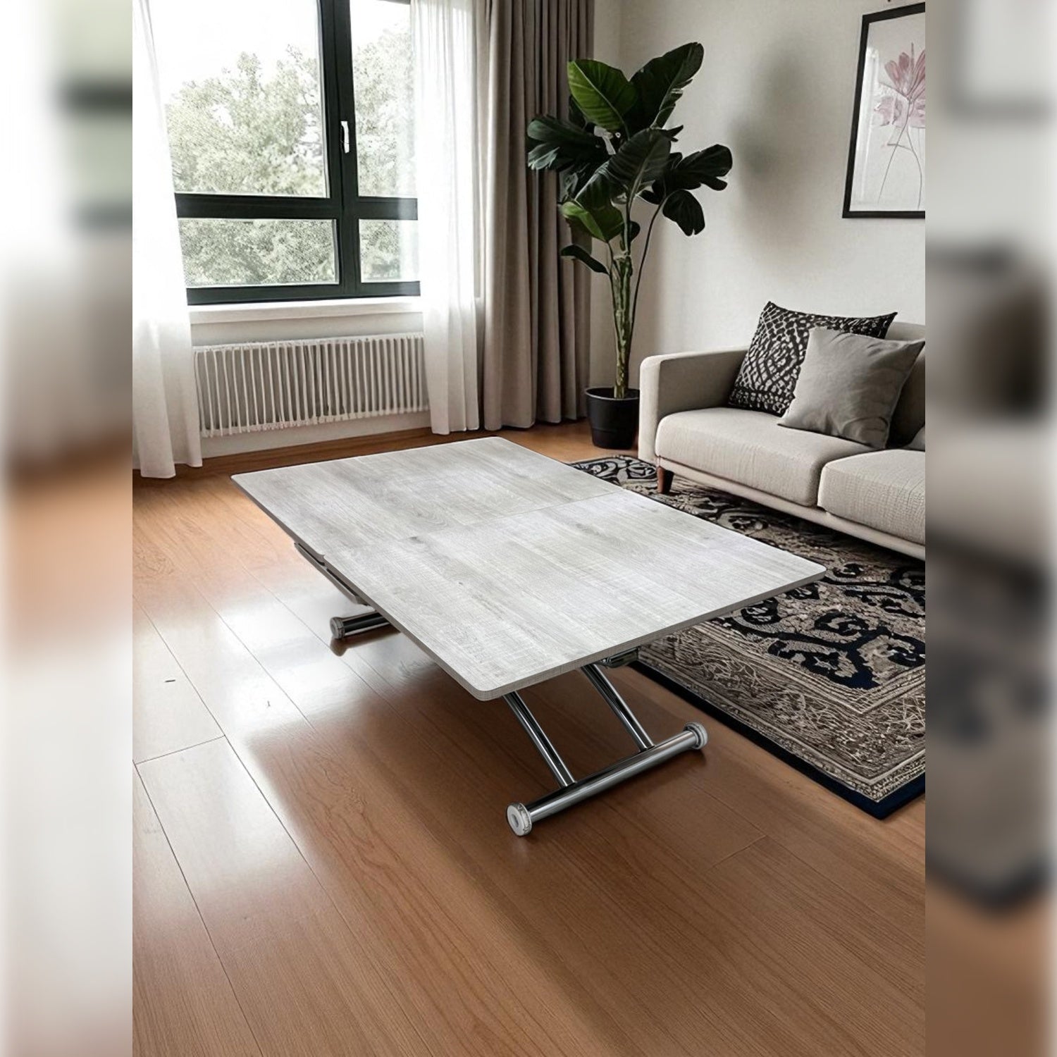 Center Opening Smart Square Table Series - MDF Top, Chrome Base