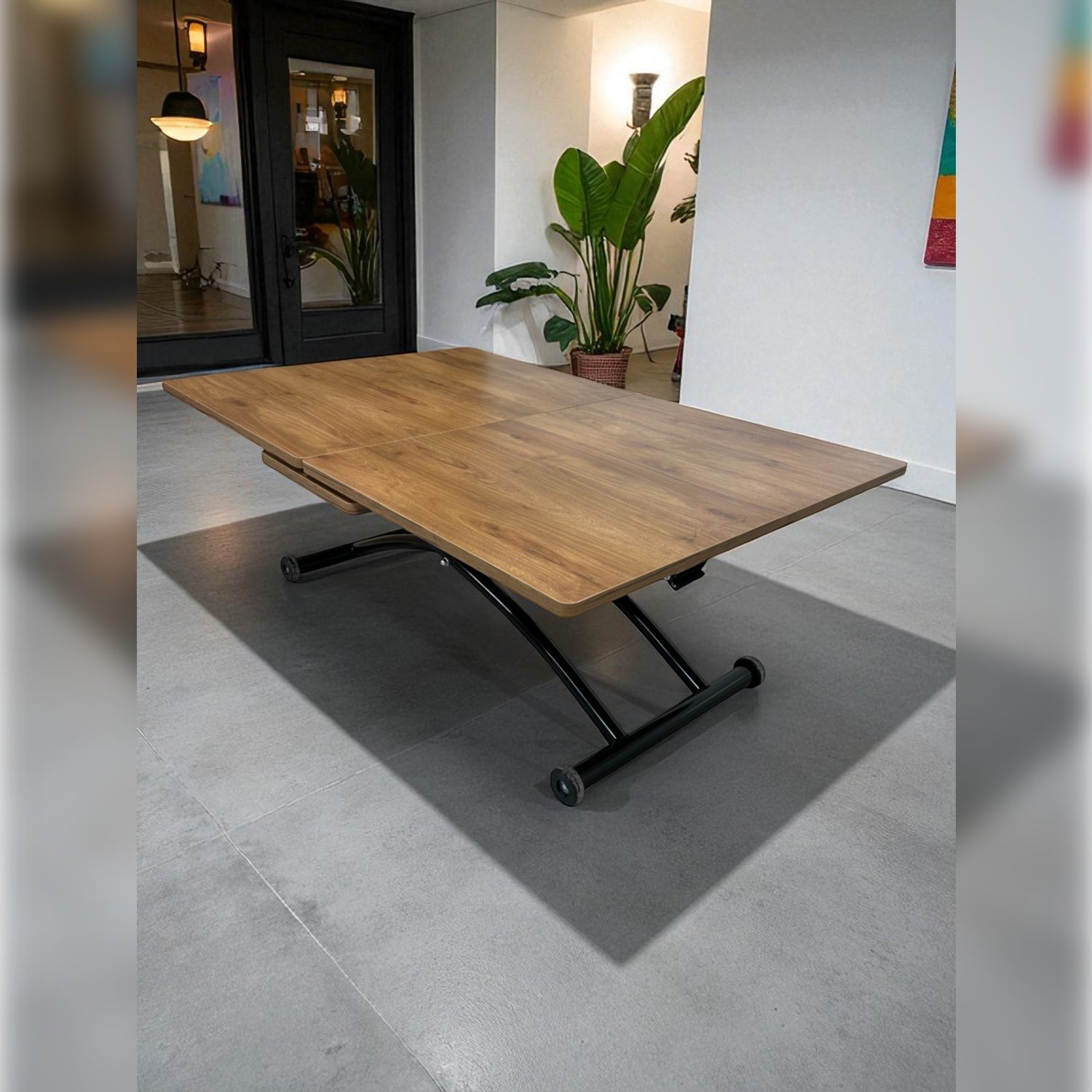 Center Opening Smart Square Table Series - MDF Top, Black Base