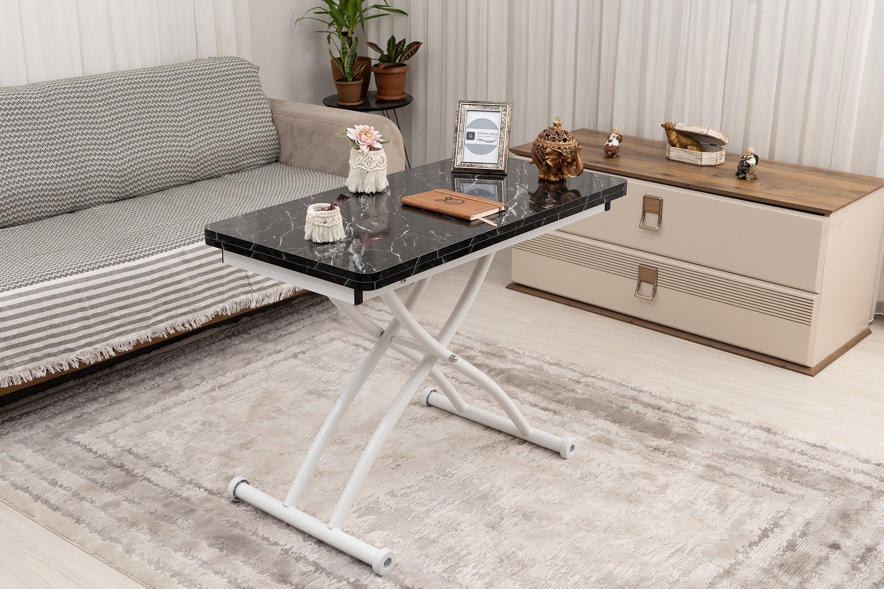 Mini Juppo Series - Smart Table, Oval Corner MDF Top, White Outward Curved Base