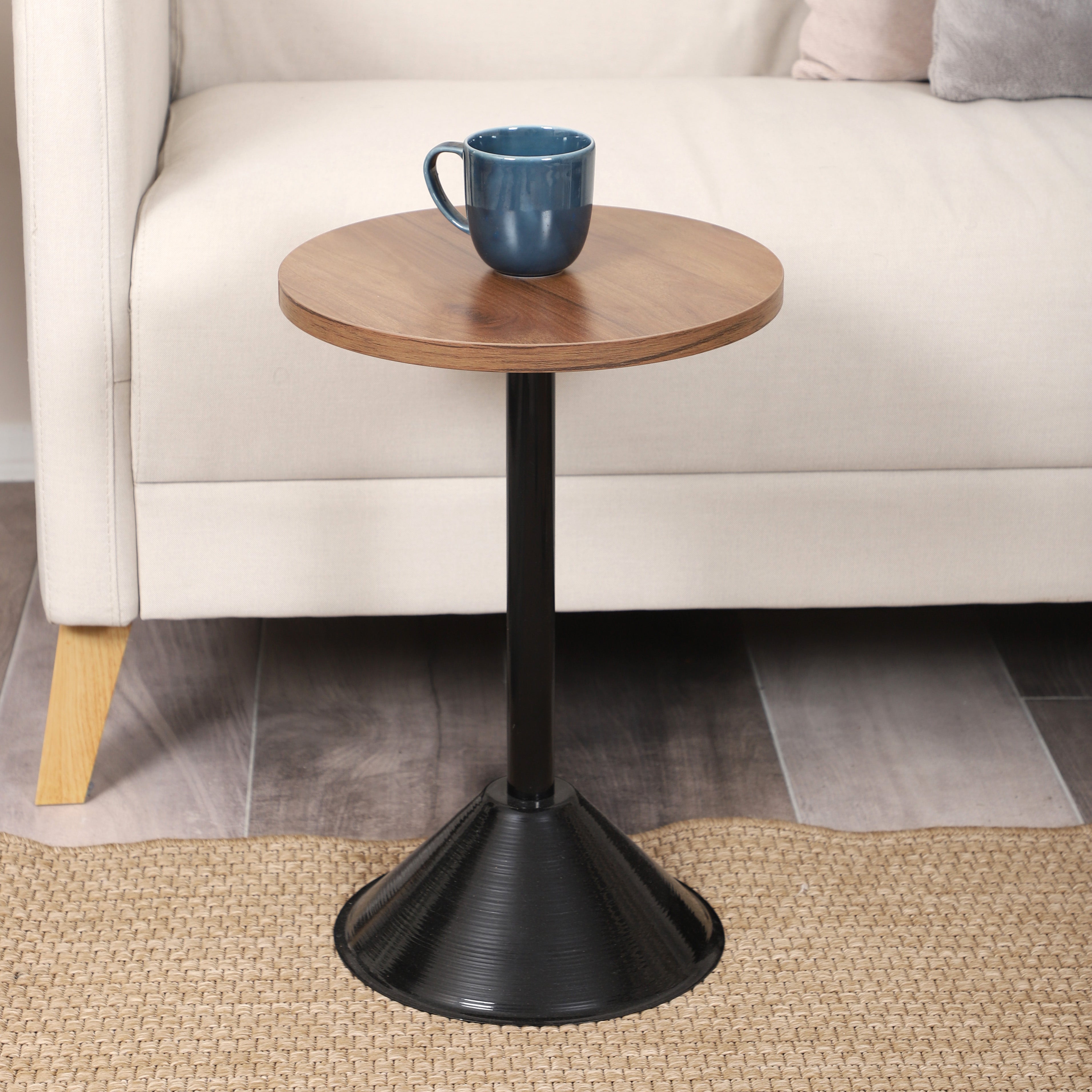 Tablon Nesting Table Series - Walnut MDF Top, Black Iron Mechanism