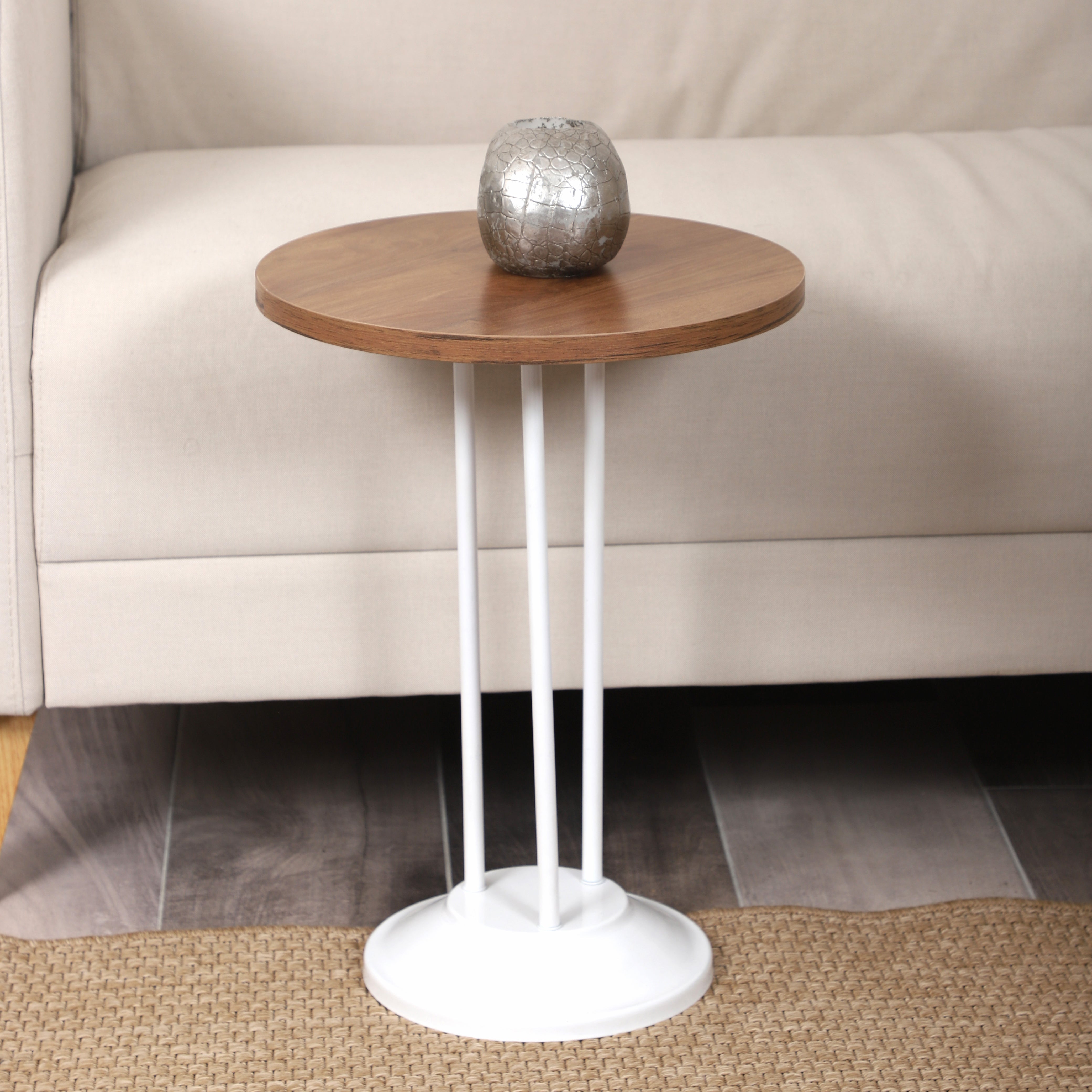Marbella Nesting Table Series - Walnut MDF Top, White Iron Mechanism