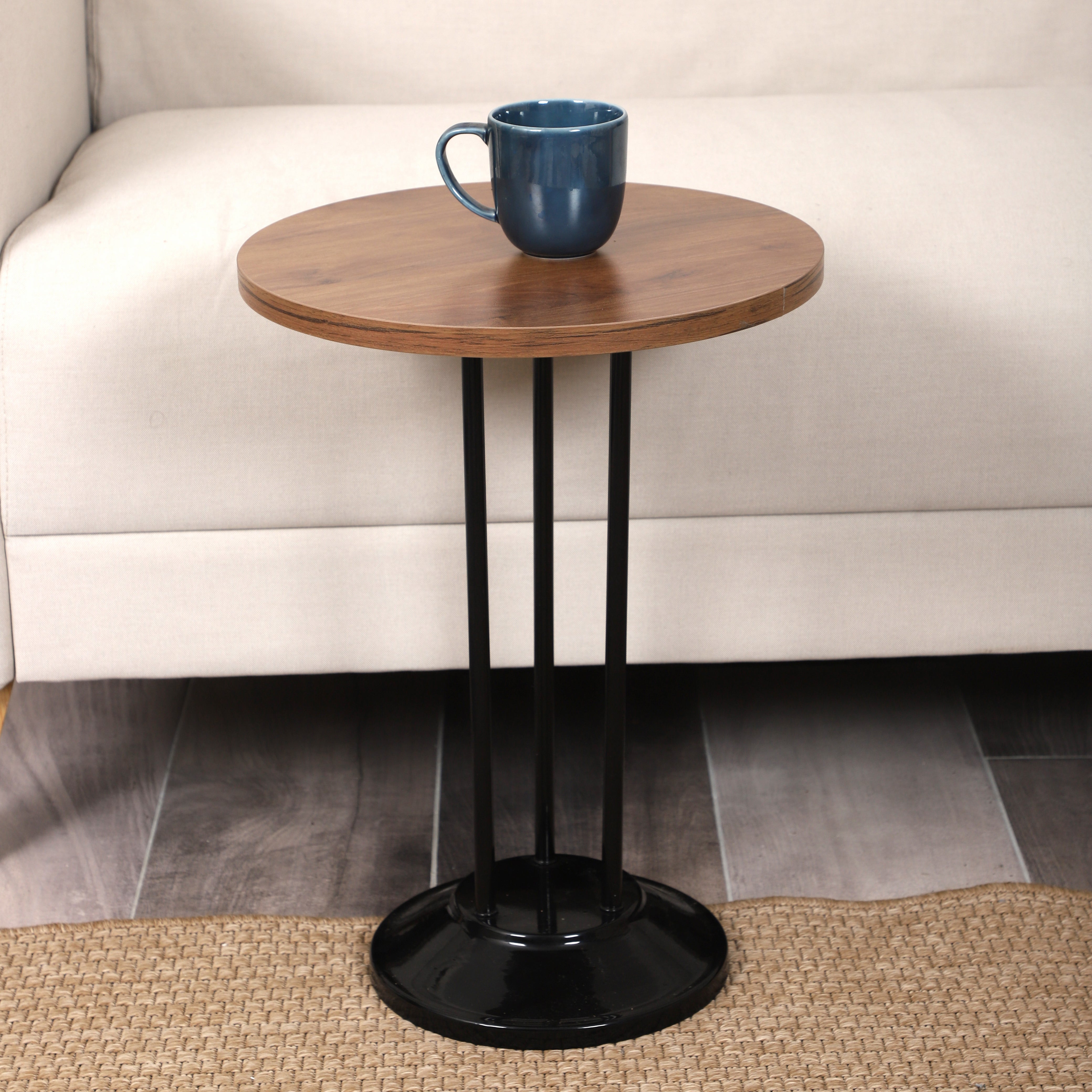 Marbella Nesting Table Series - Walnut MDF Top, Black Iron Mechanism