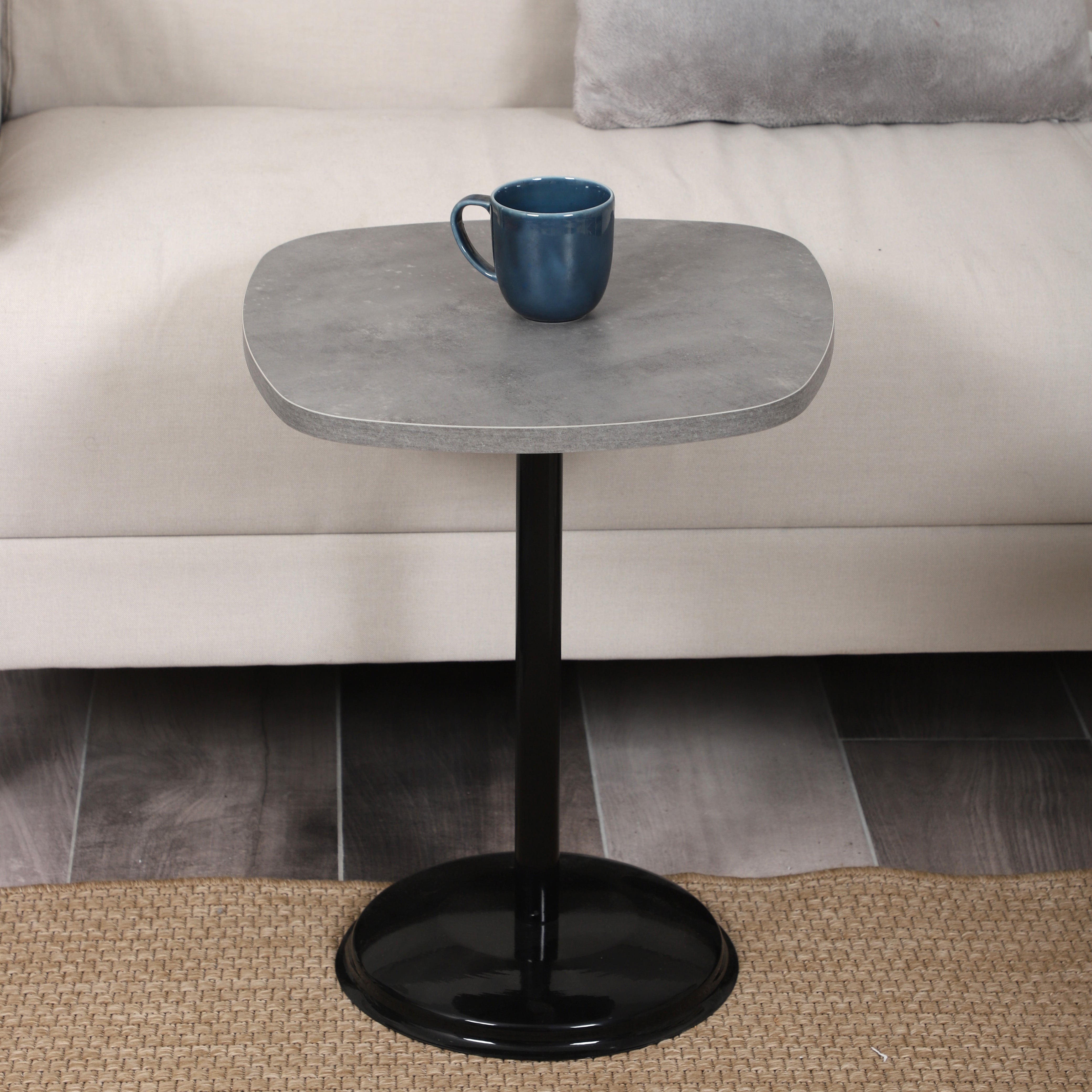 SilvaVera Nesting Table Series - Retro Silver MDF Top, Black Iron Mechanism