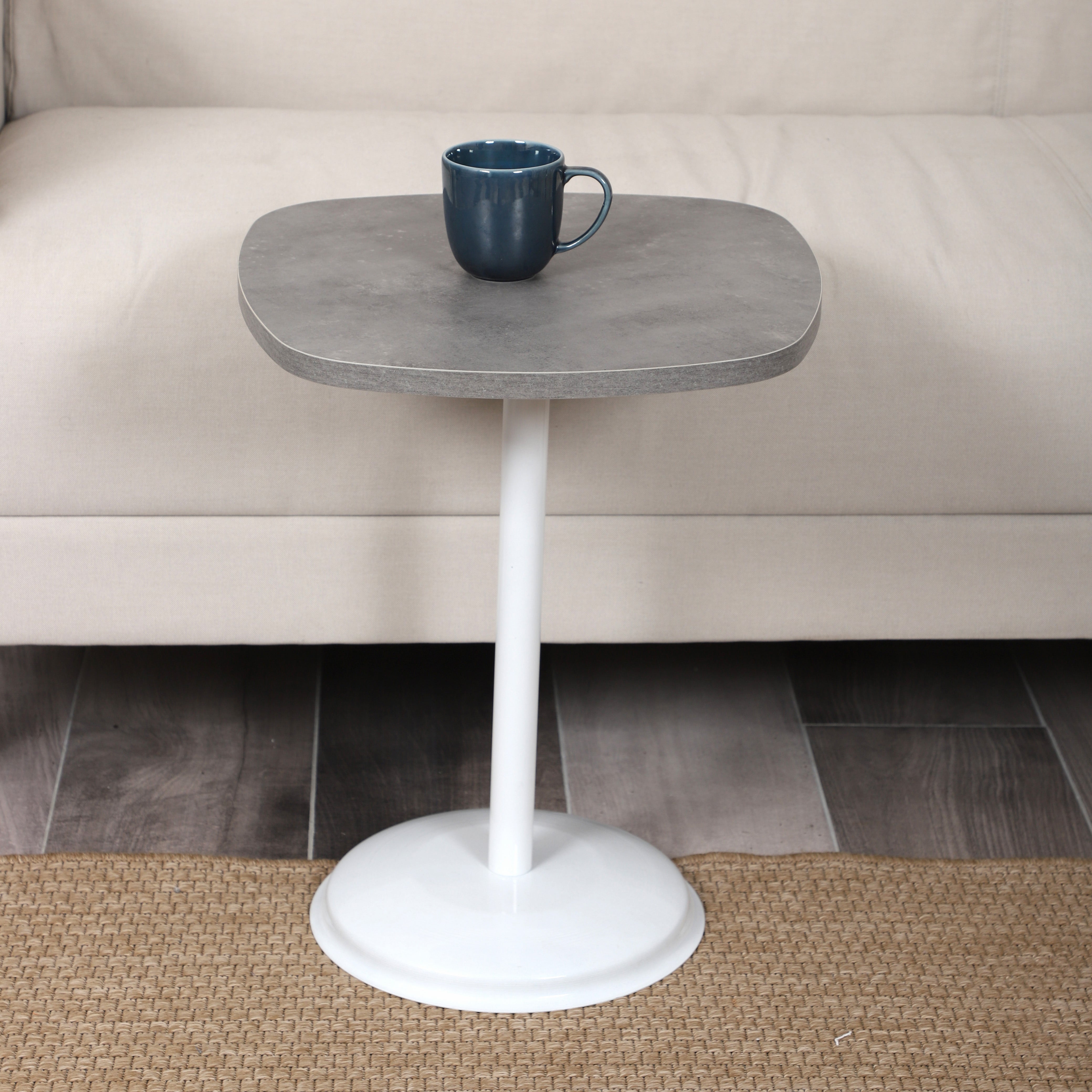 SilvaVera Nesting Table Series - Retro Silver MDF Top, White Iron Mechanism