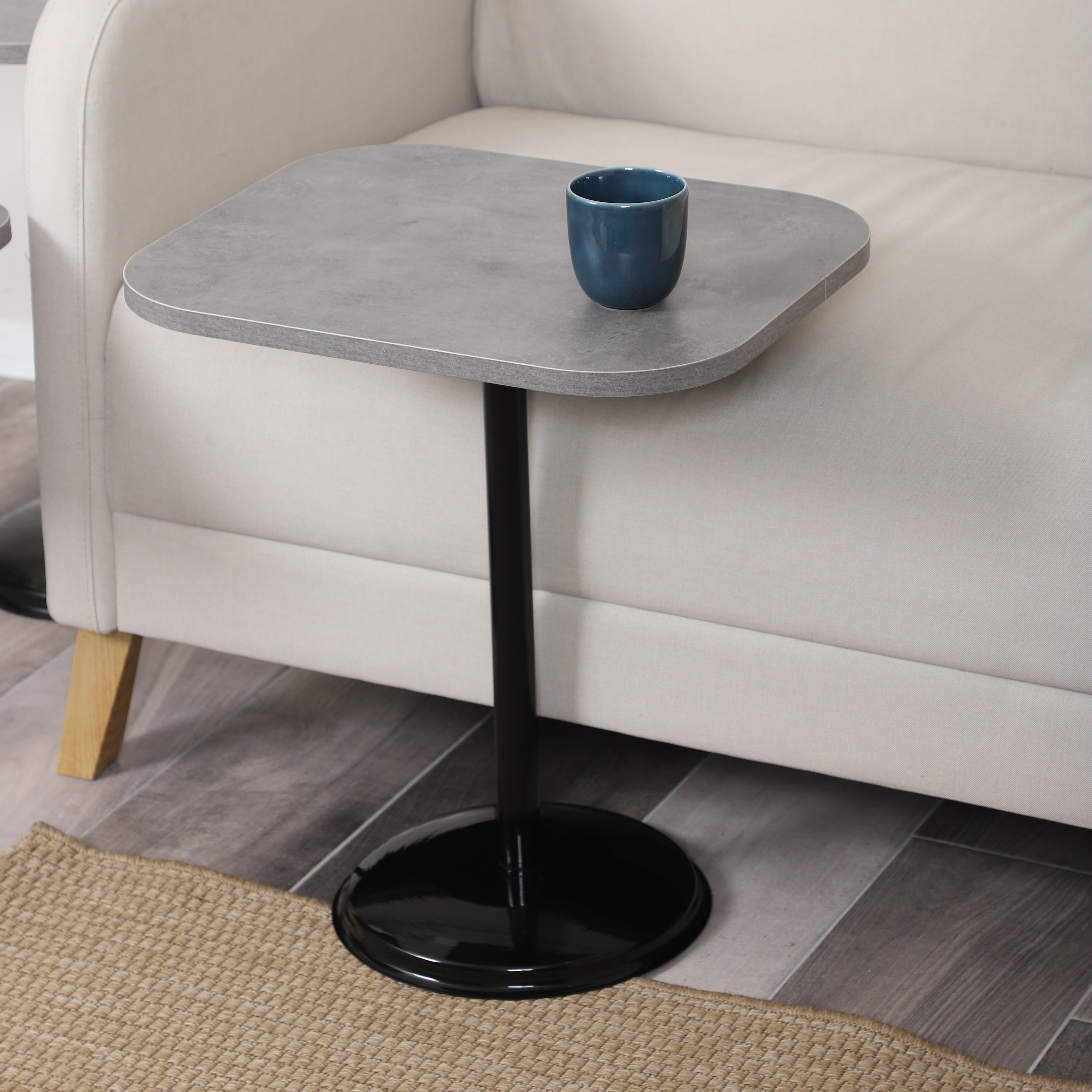 Vertino Nesting Table Series - Retro Silver MDF Top, Black Iron Mechanism