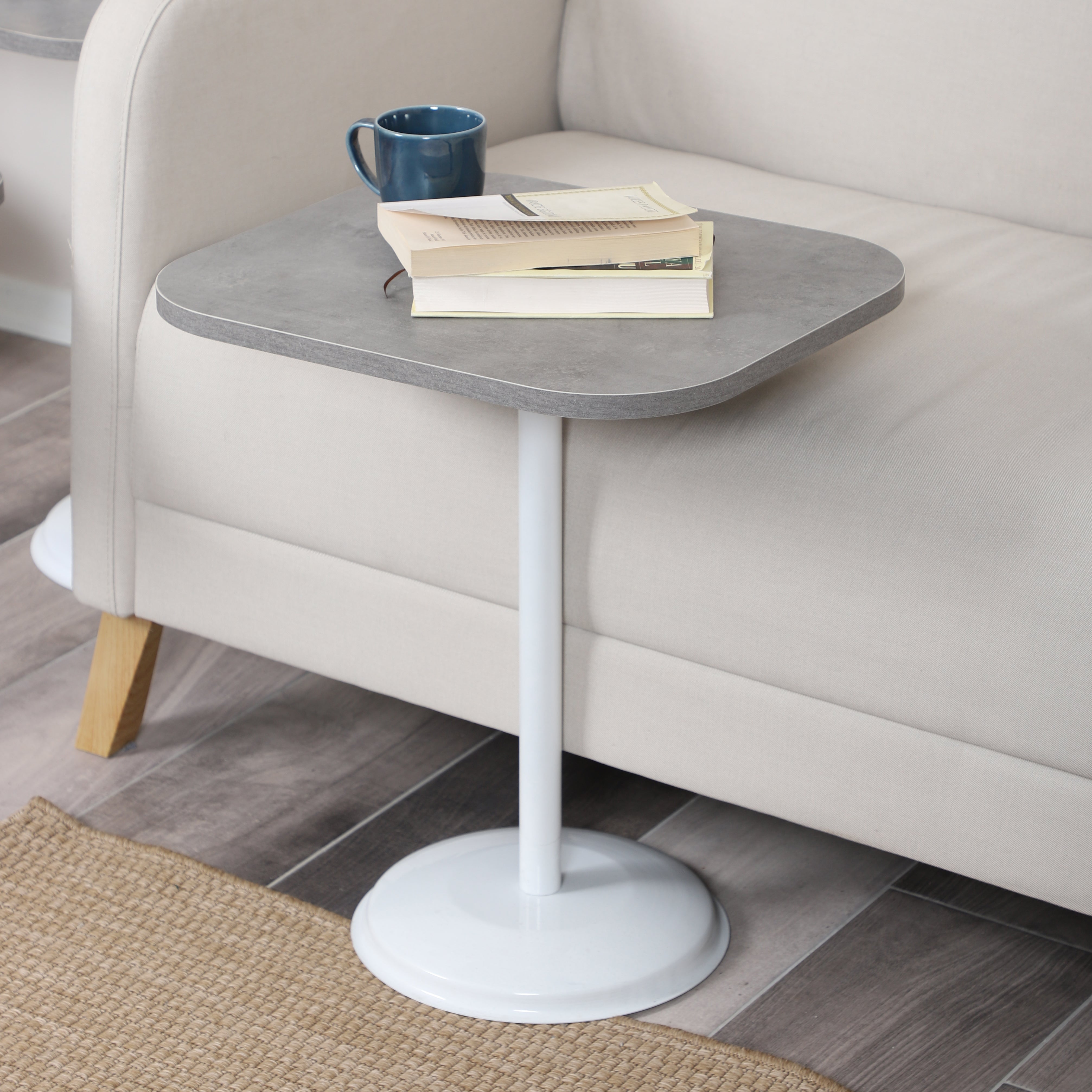 Vertino Nesting Table Series - Retro Silver MDF Top, White Iron Mechanism