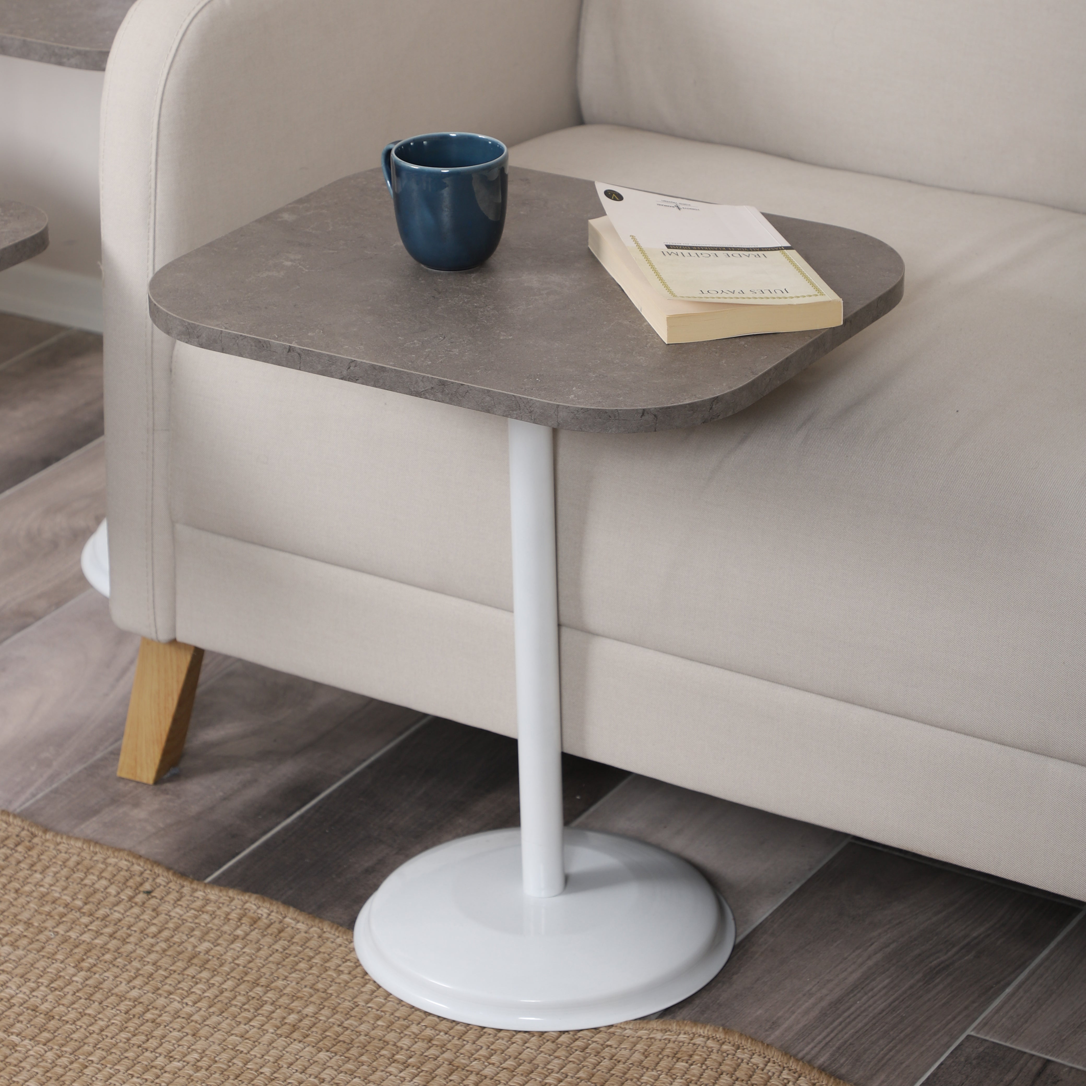 Vertino Nesting Table Series - Milled Latte MDF Top, White Iron Mechanism