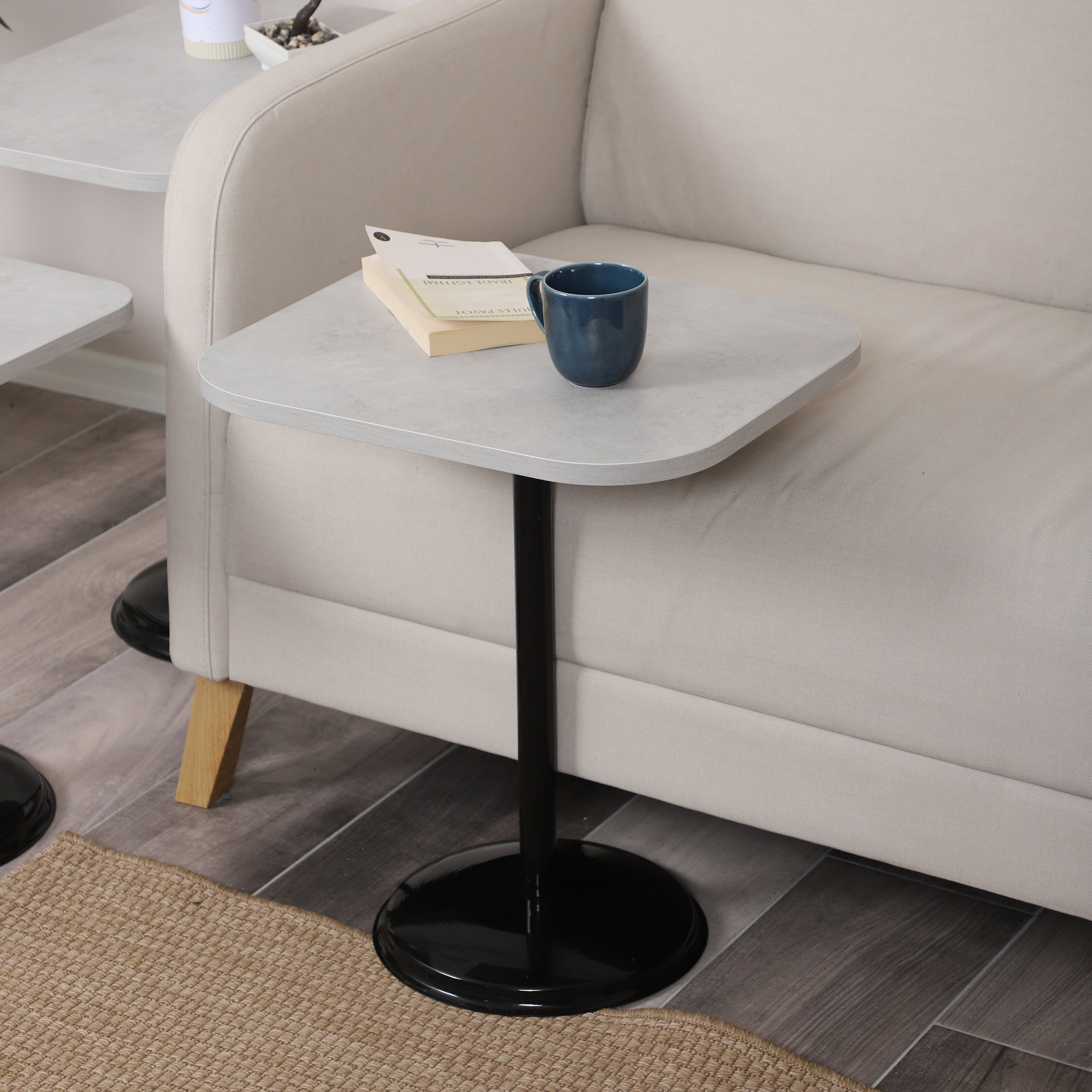 Vertino Nesting Table Series - Retro Stone MDF Top, Black Iron Mechanism