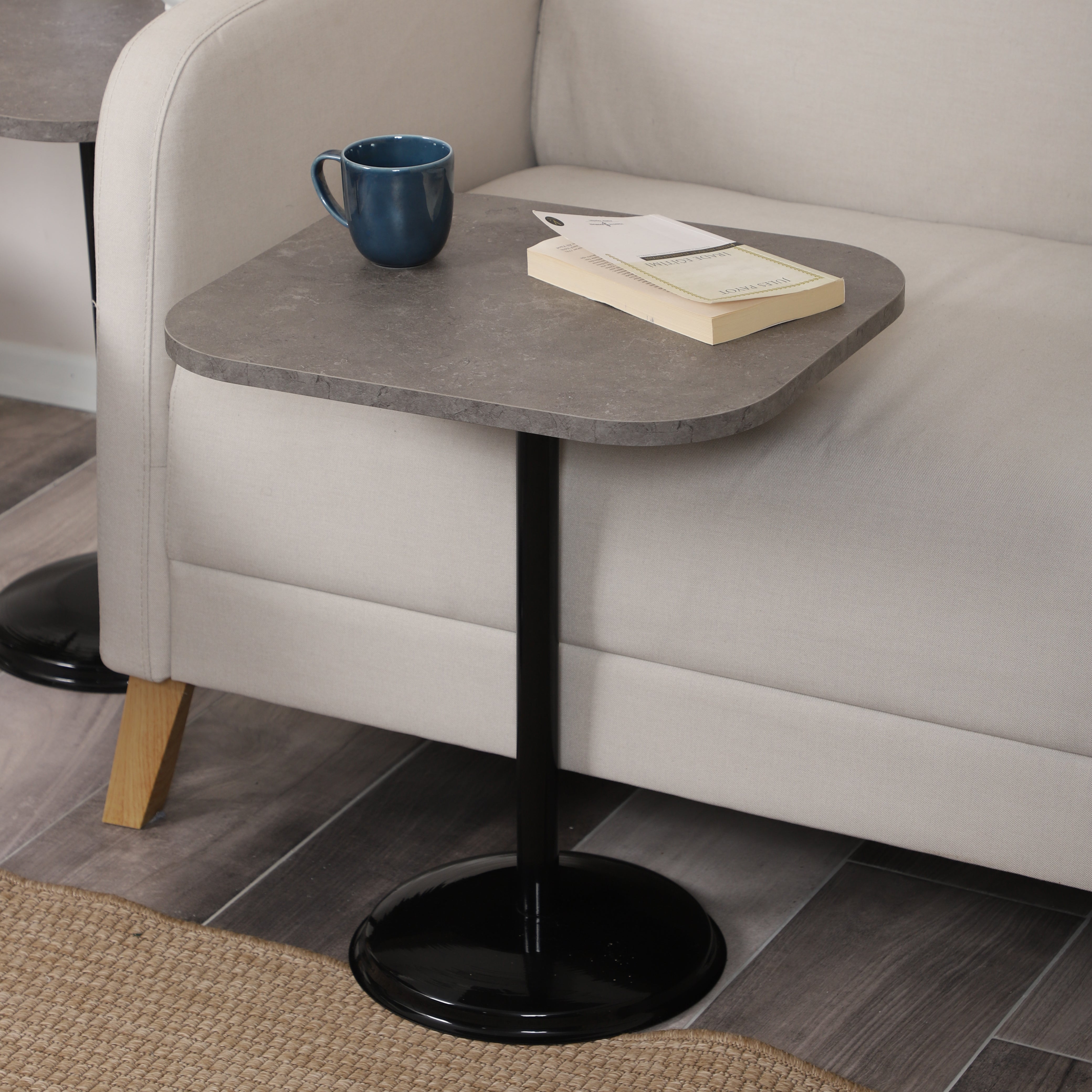 Vertino Nesting Table Series - Milled Latte MDF Top, Black Iron Mechanism