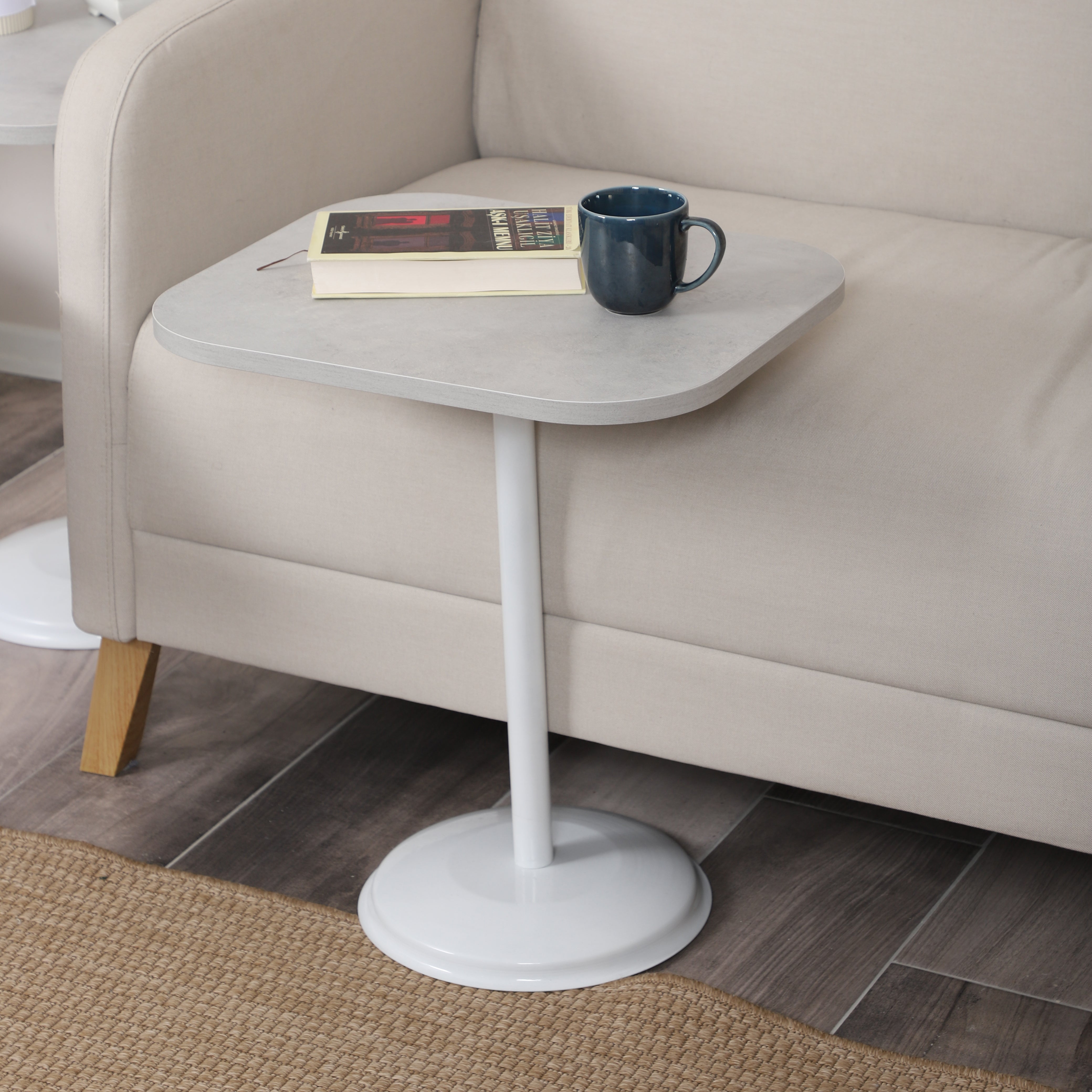 Vertino Nesting Table Series - Retro Stone MDF Top, White Iron Mechanism