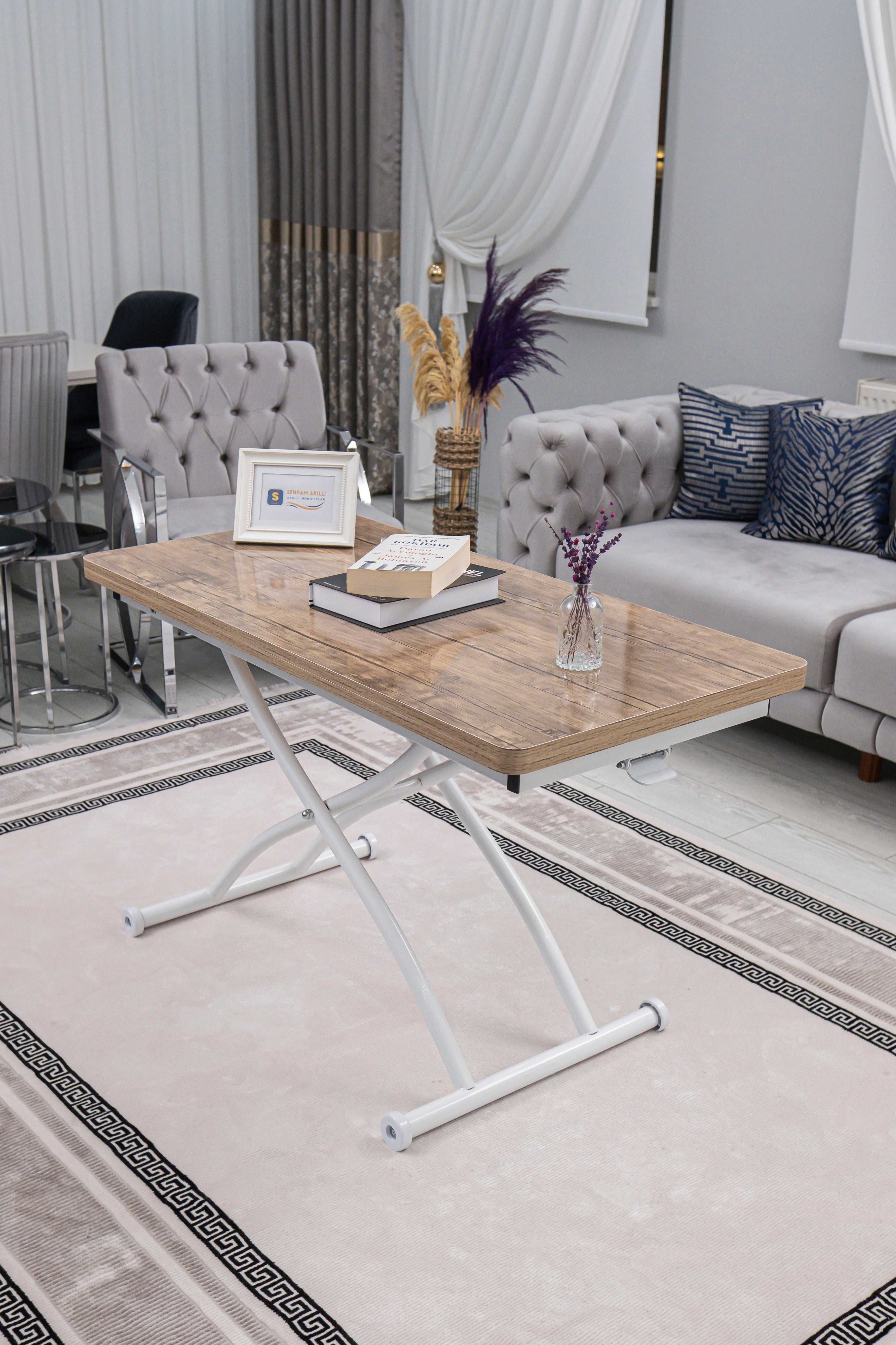 Juppo Series - Oval Corner MDF Top, Round White Outward Curved Base