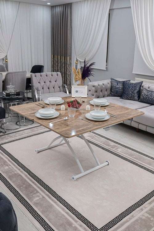 Juppo Series - Oval Corner MDF Top, Round White Outward Curved Base