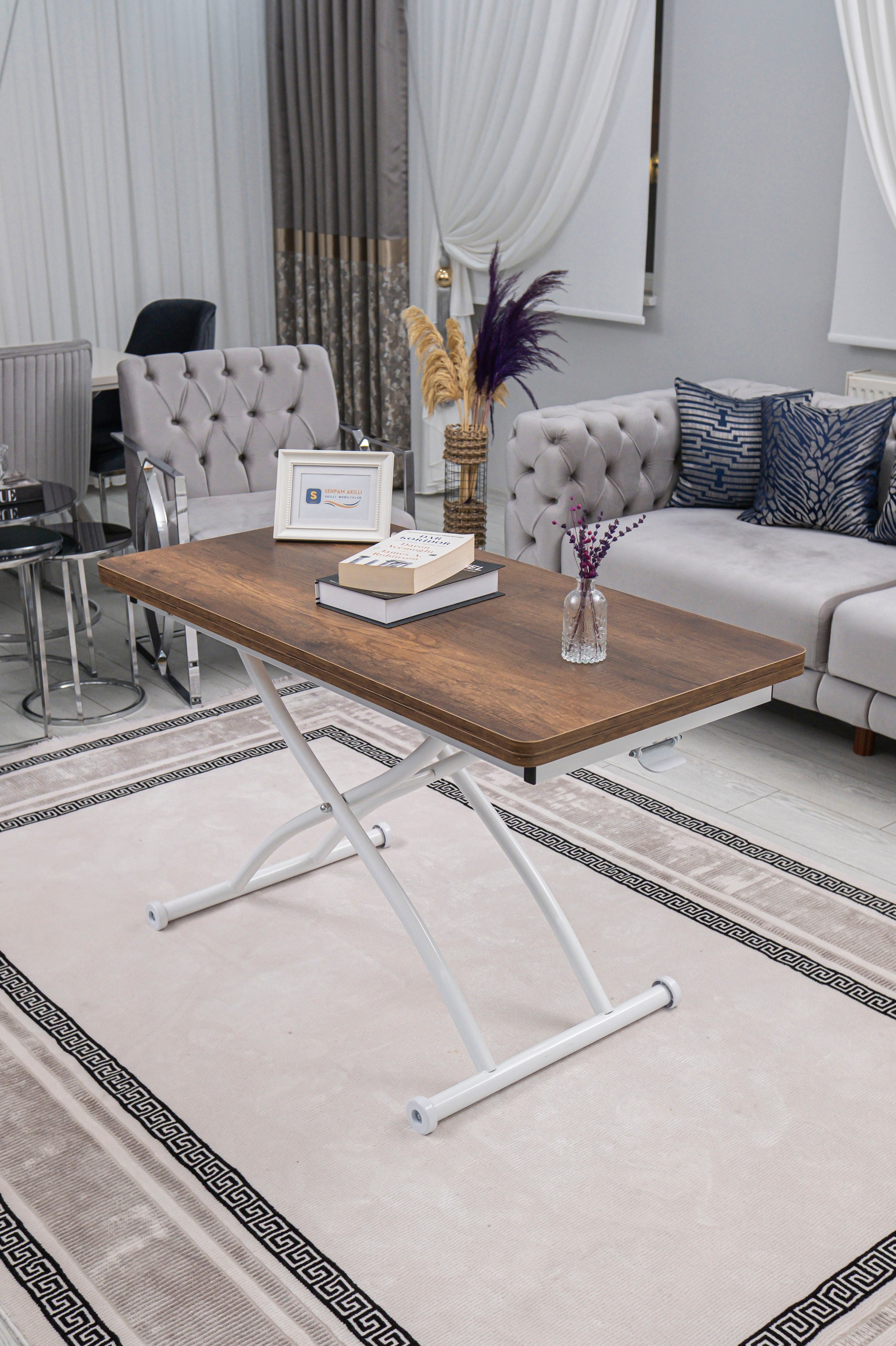 Juppo Series - Oval Corner MDF Top, Round White Outward Curved Base