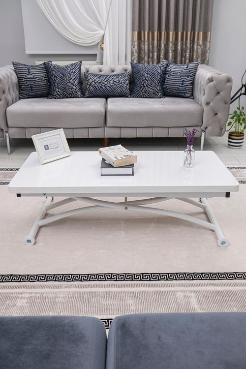 Juppo Series - Oval Corner MDF Top, Round White Outward Curved Base