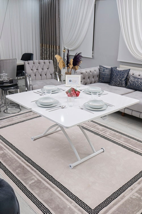 Juppo Series - Oval Corner MDF Top, Round White Outward Curved Base