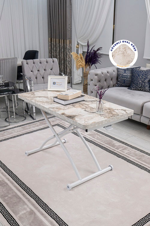 Juppo Series - Oval Corner MDF Top, Round White Outward Curved Base