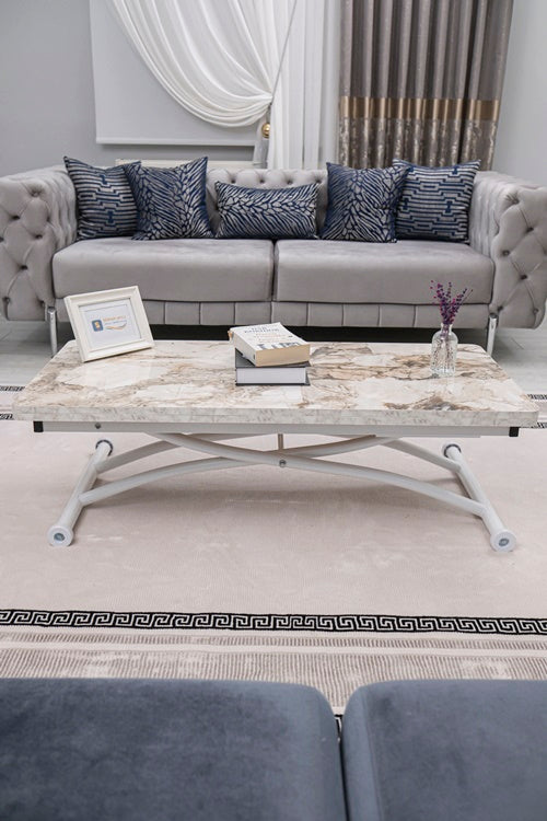 Juppo Series - Oval Corner MDF Top, Round White Outward Curved Base