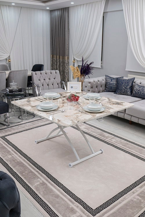 Juppo Series - Oval Corner MDF Top, Round White Outward Curved Base