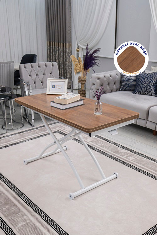 Juppo Series - Oval Corner MDF Top, Round White Outward Curved Base