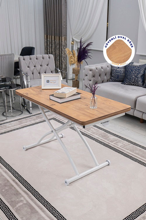 Juppo Series - Oval Corner MDF Top, Round White Outward Curved Base