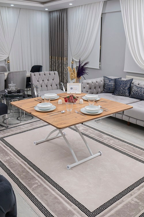 Juppo Series - Oval Corner MDF Top, Round White Outward Curved Base