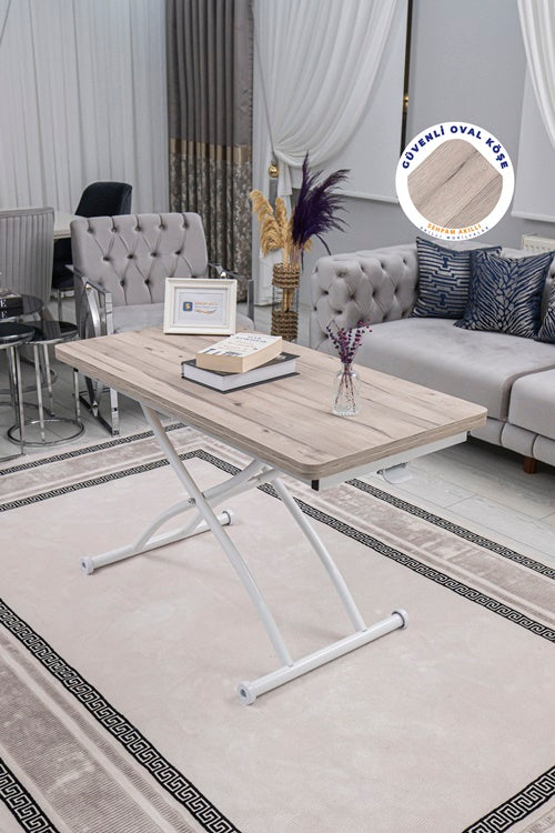 Juppo Series - Oval Corner MDF Top, Round White Outward Curved Base