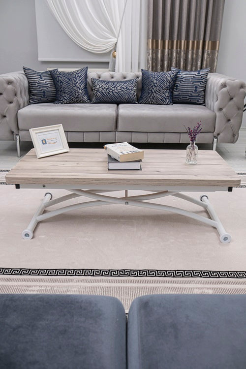 Juppo Series - Oval Corner MDF Top, Round White Outward Curved Base